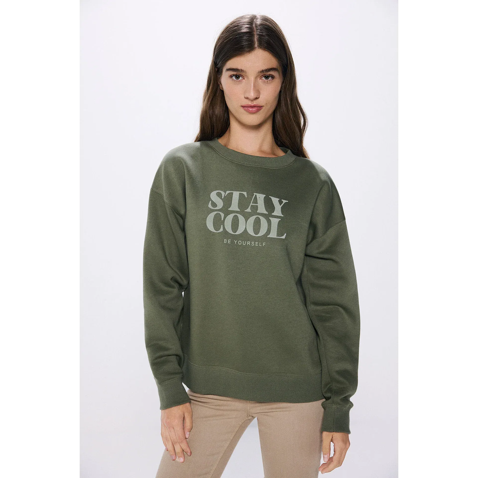 Stay Cool Olive Oversized Sweatshirt | Montivo Pakistan