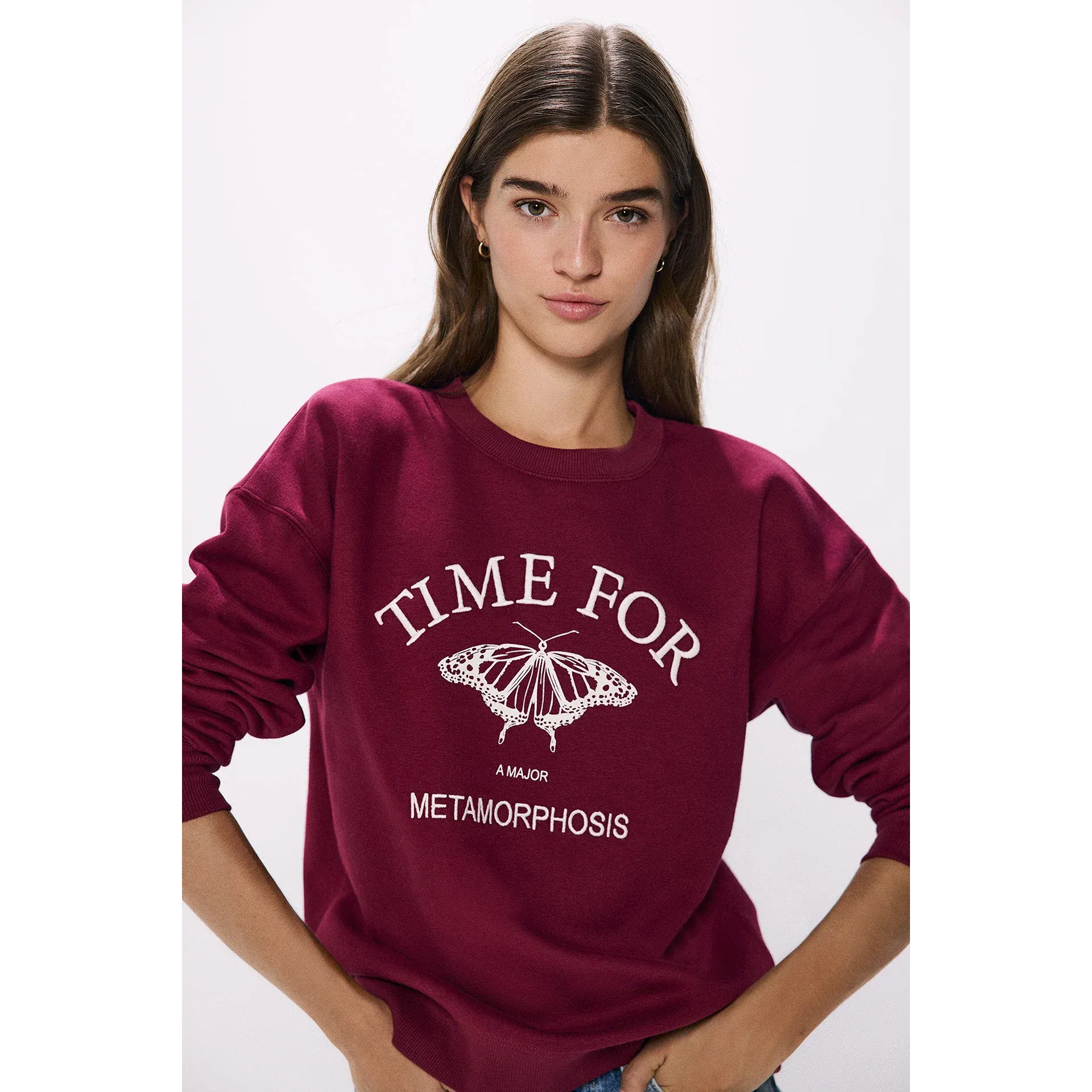 Time For Burgundy Oversized Sweatshirt | Montivo Pakistan