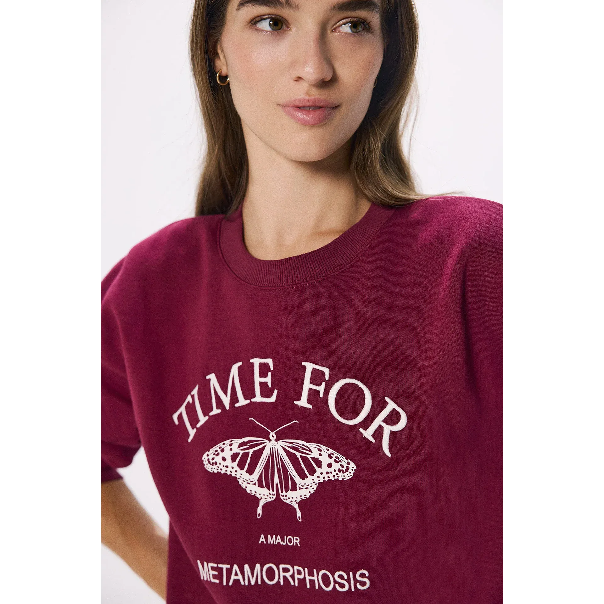 Time For Burgundy Oversized Sweatshirt | Montivo Pakistan
