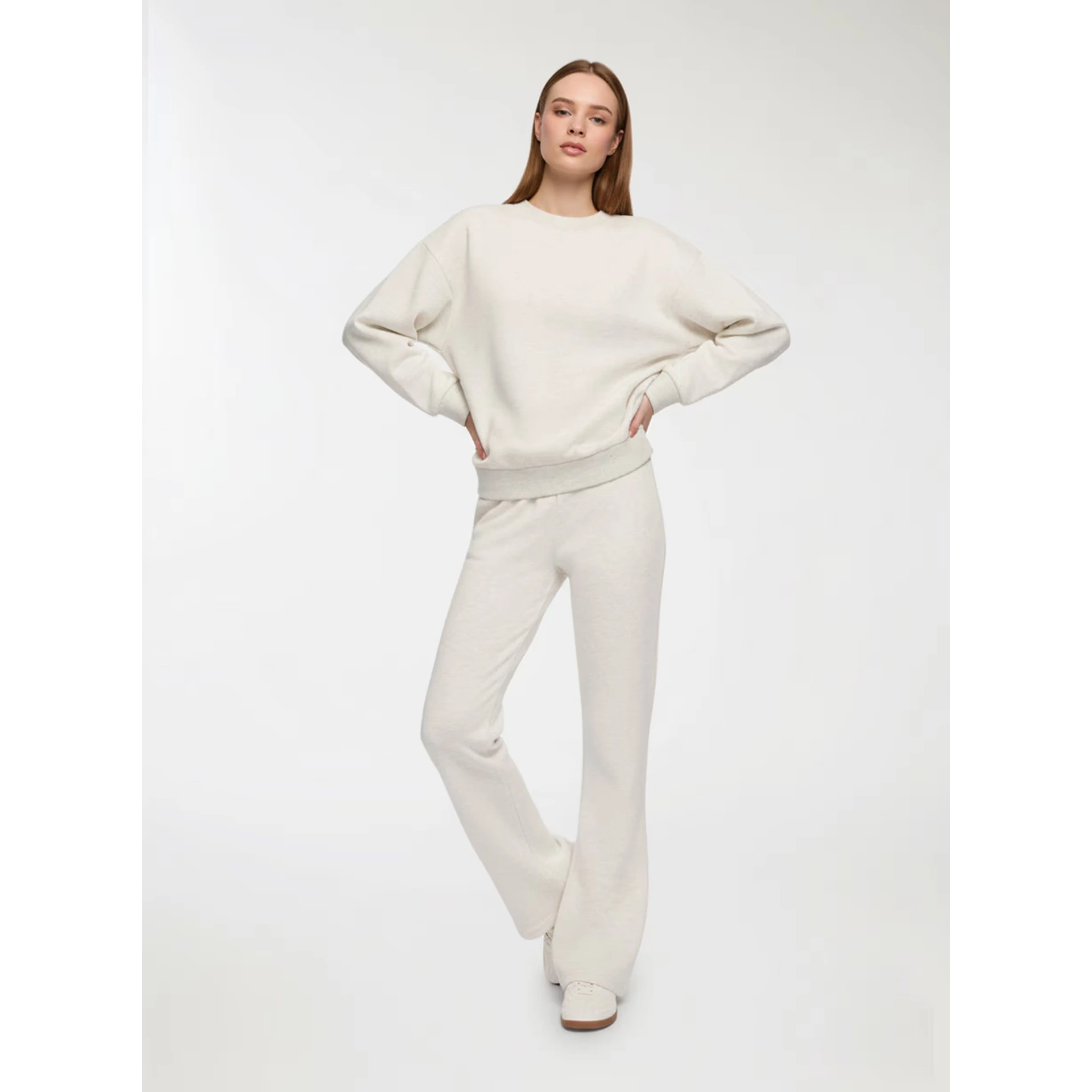 Grey Melange Oversized Basic Sweatshirt | Montivo Pakistan