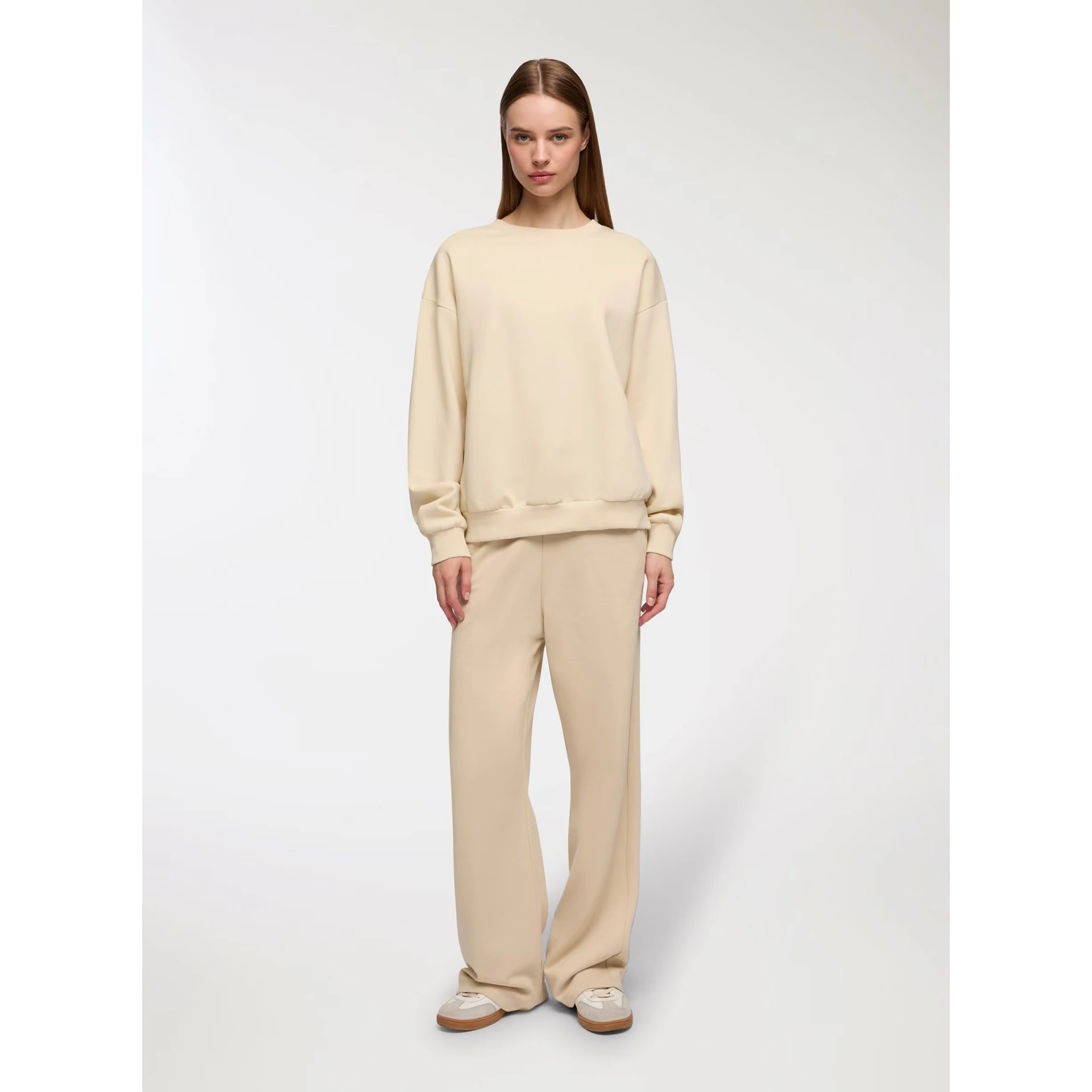 Cream Oversized Basic Sweatshirt | Montivo Pakistan