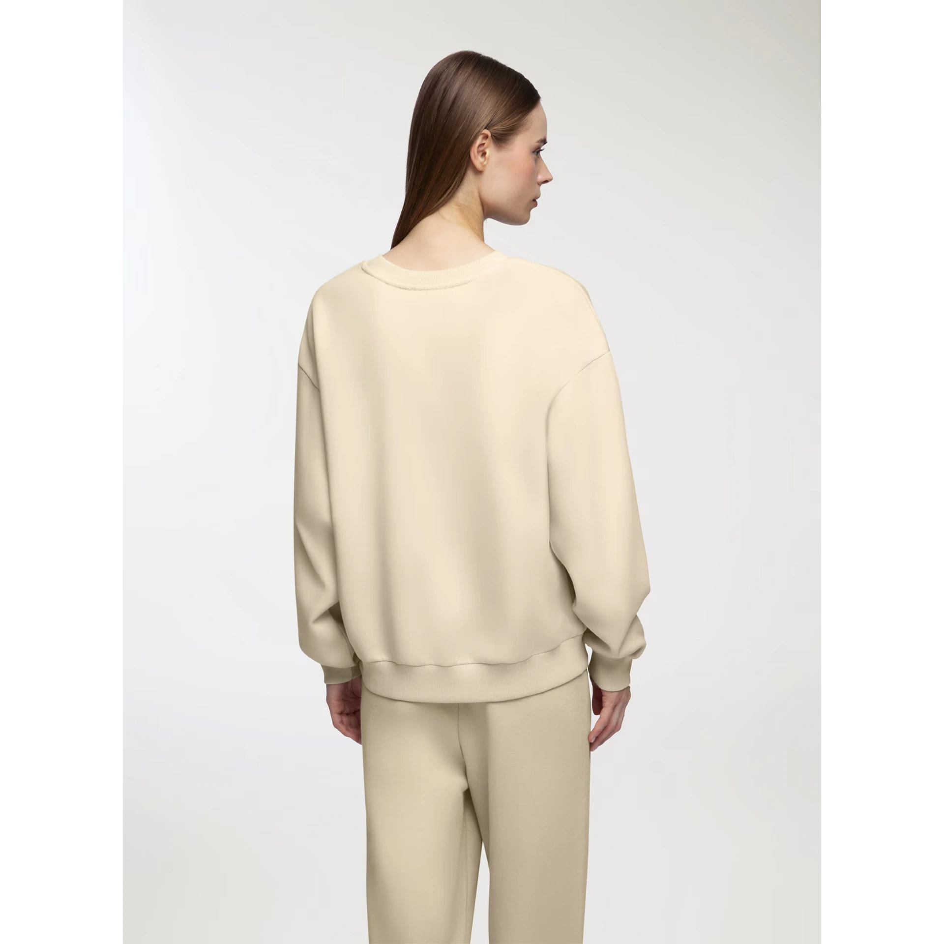Cream Oversized Basic Sweatshirt | Montivo Pakistan