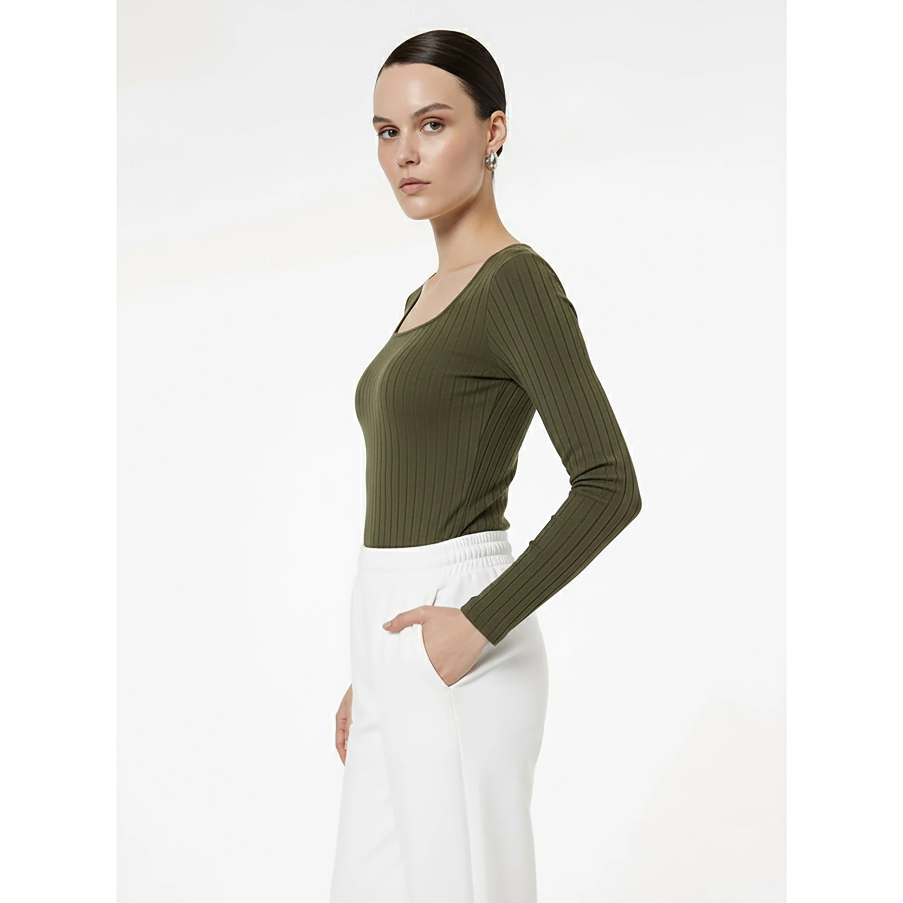 Green Drop Needle Square Neck Top | Montivo Pakistan