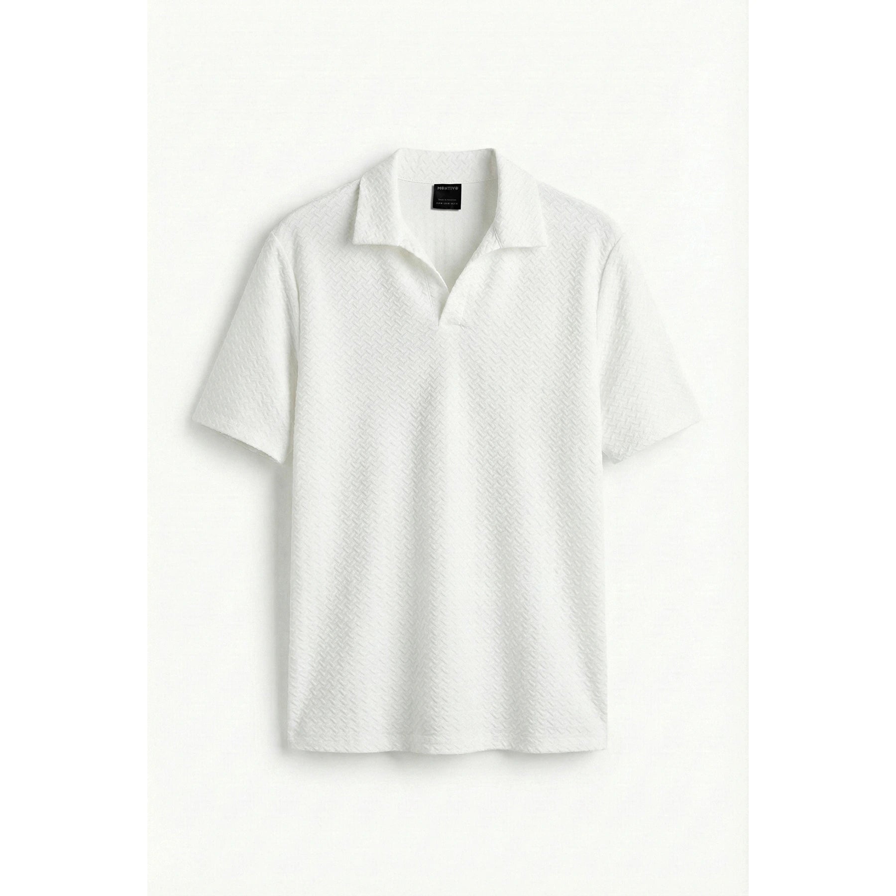 White Jhonny Collar Textured Polo | Montivo Pakistan