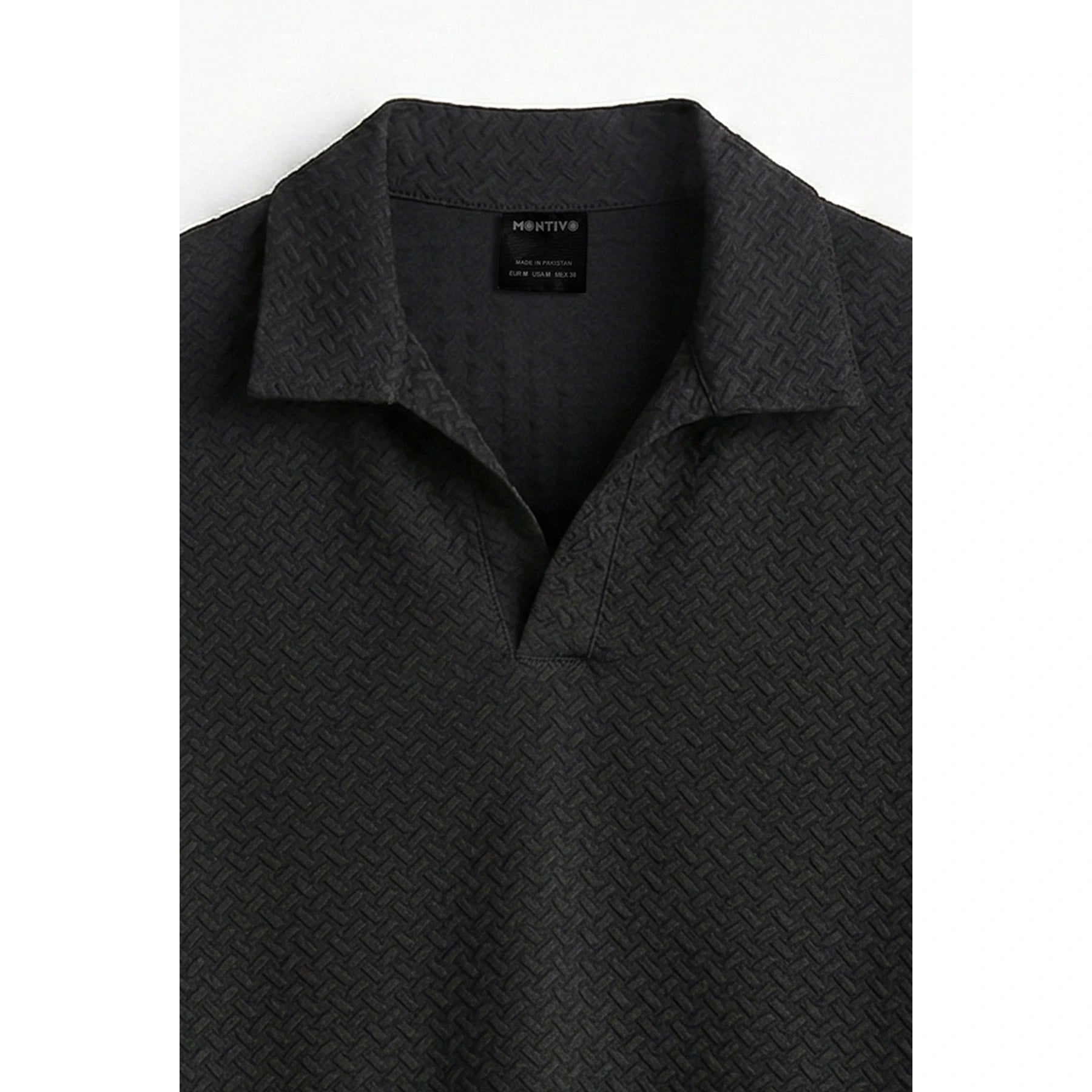 Black Jhonny Collar Textured Polo | Montivo Pakistan