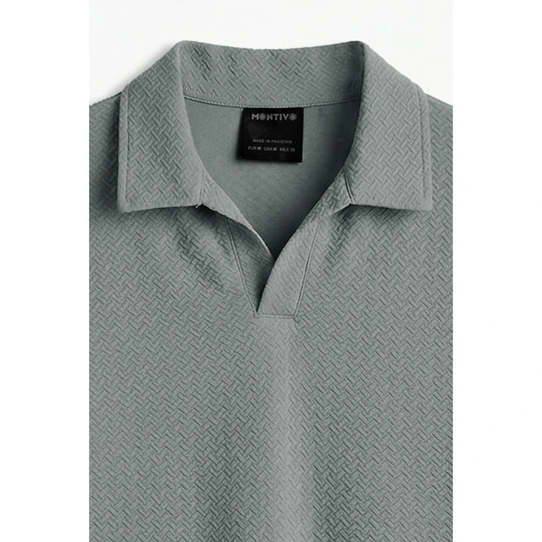 Steel Grey Jhonny Collar Textured Polo | Montivo Pakistan