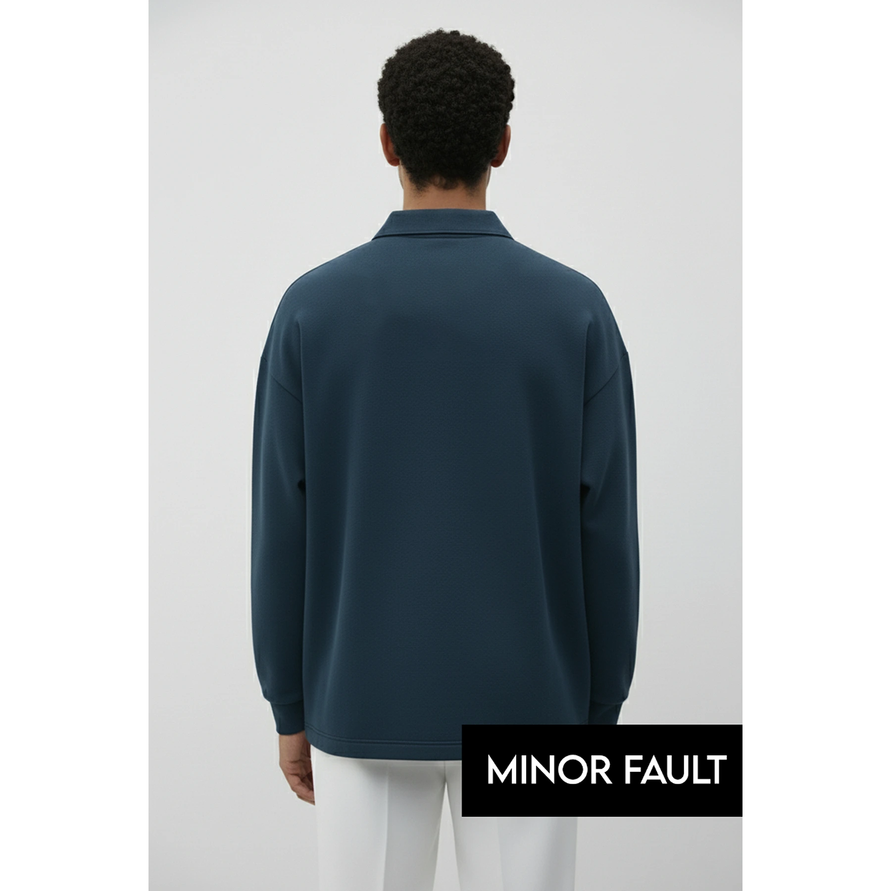 (Minor Fault) Blue Jhonny Collar Oversized Sweatshirt | Montivo Pakistan