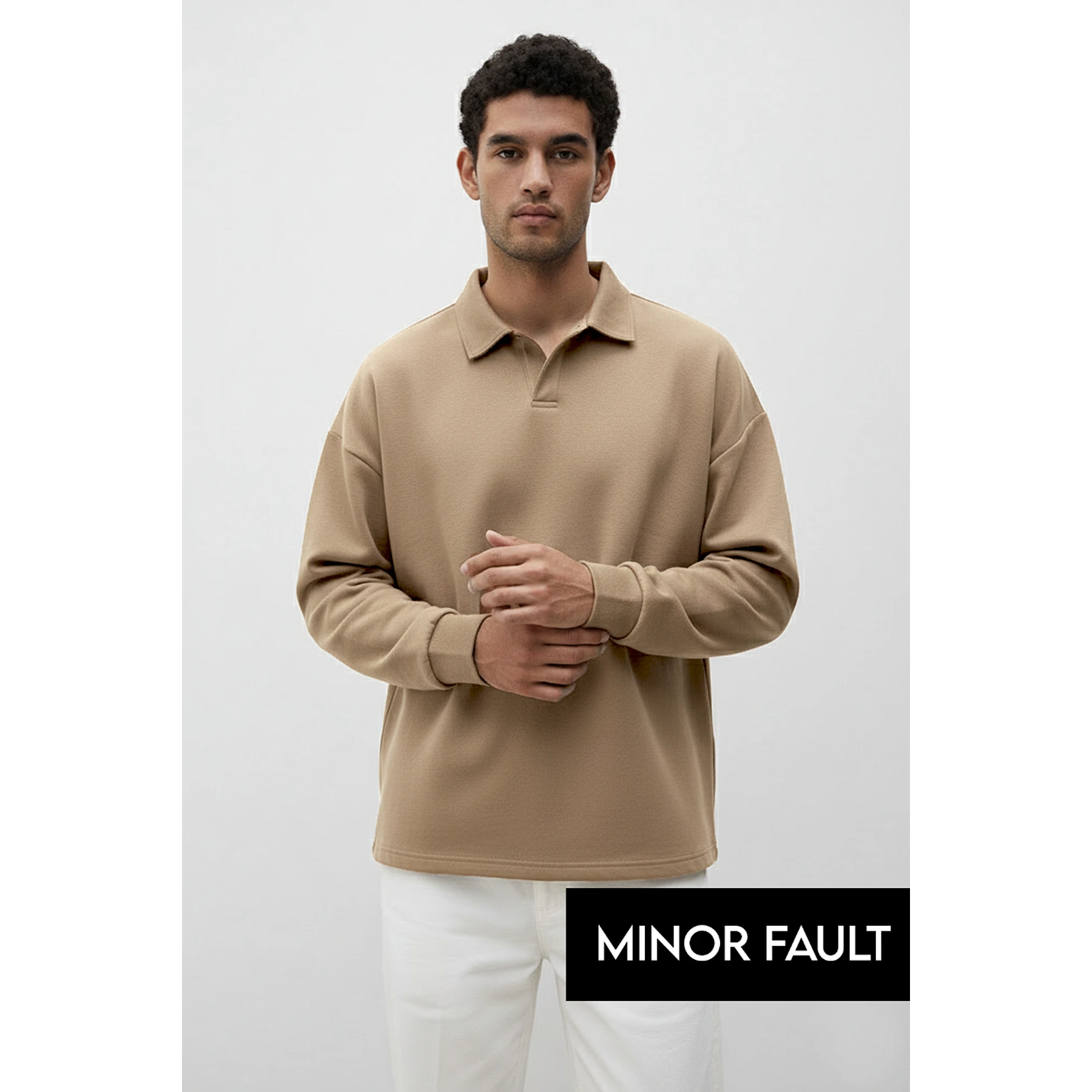 (Minor Fault) Coffee Jhonny Collar Oversized Sweatshirt | Montivo Pakistan