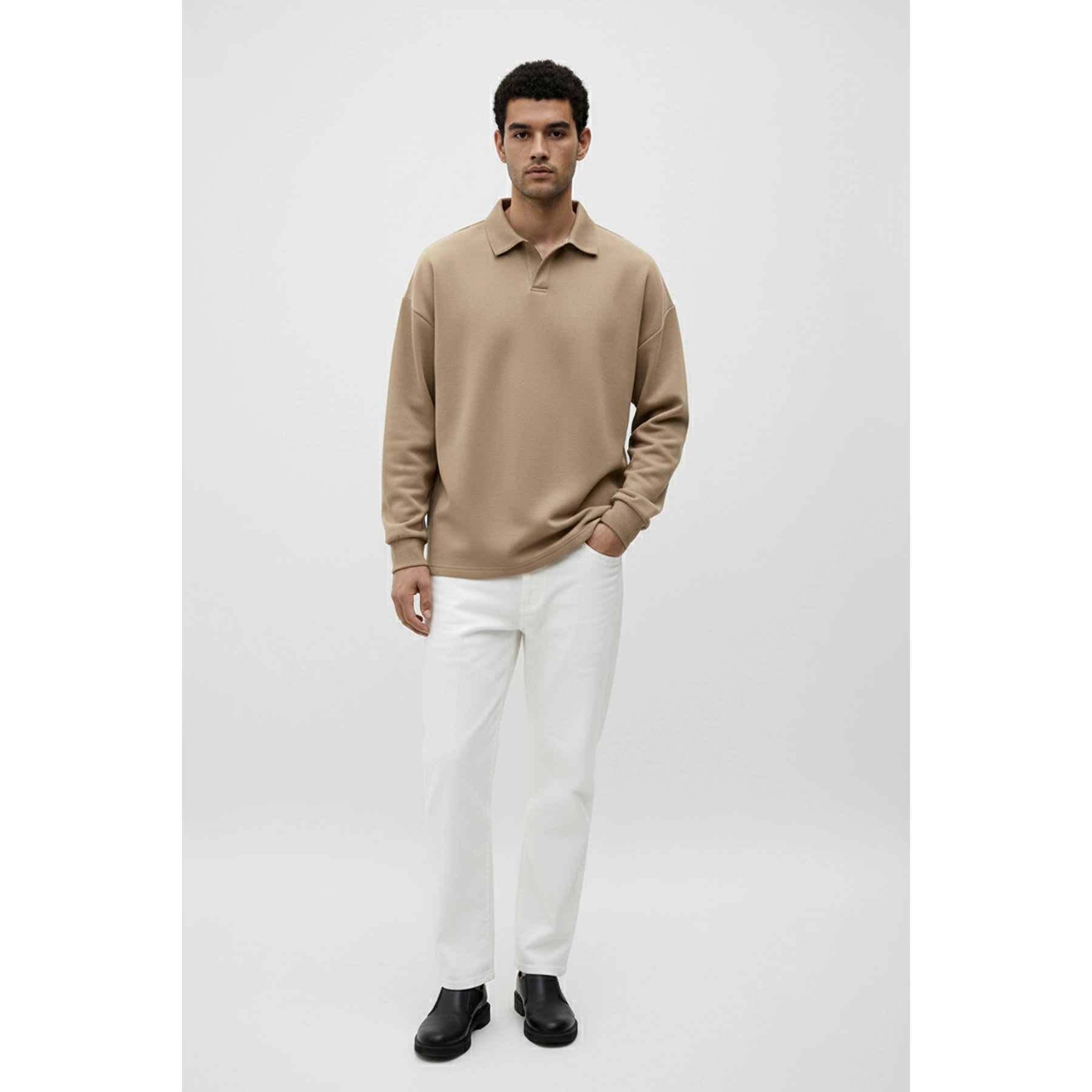 Coffee Jhonny Collar Oversized Sweatshirt | Montivo Pakistan