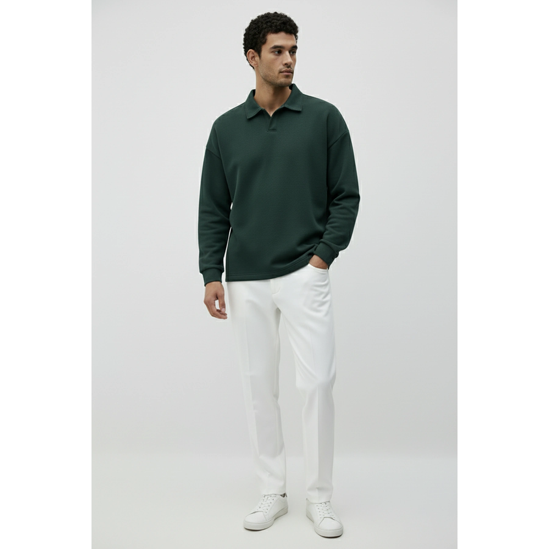 Green Jhonny Collar Oversized Sweatshirt | Montivo Pakistan