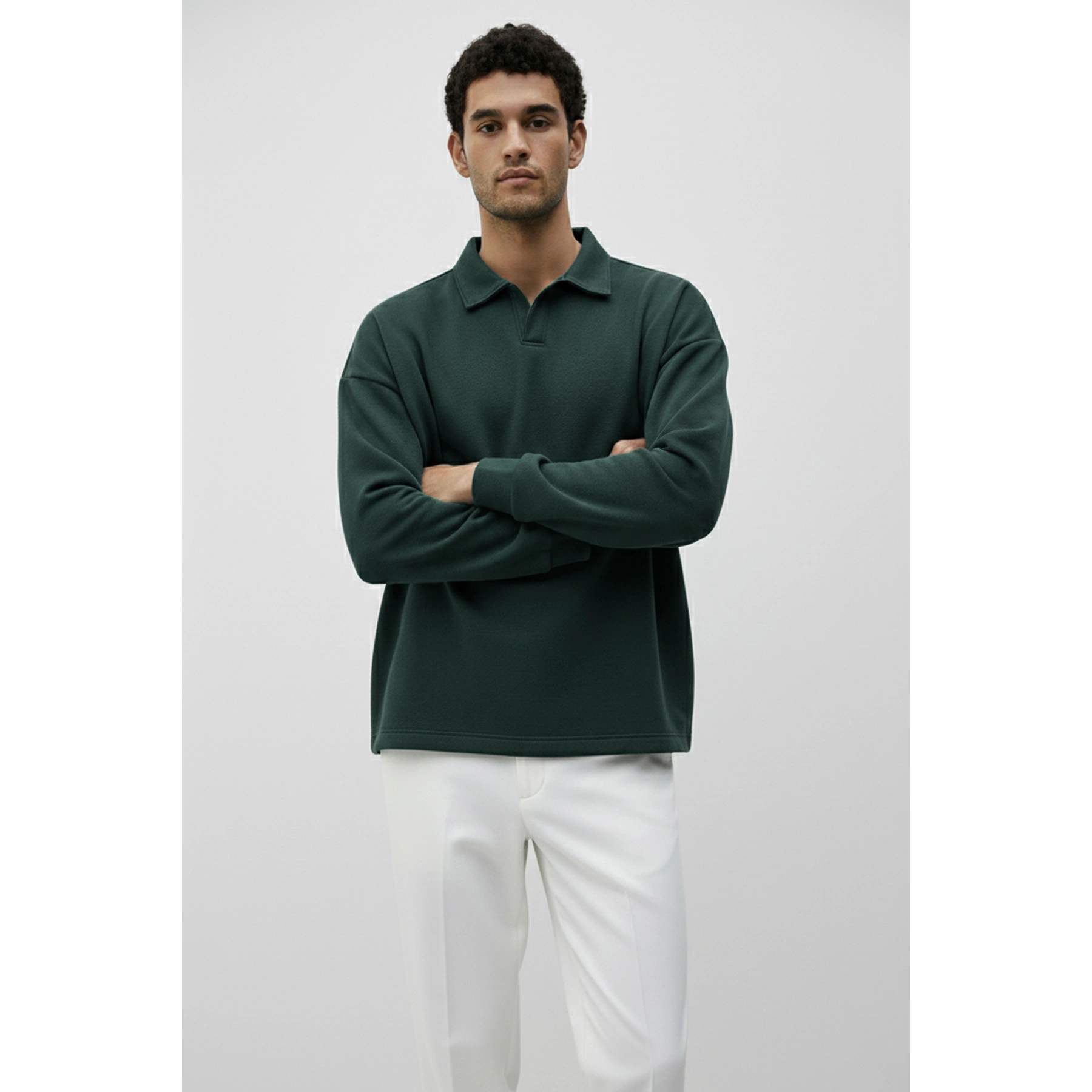 Green Jhonny Collar Oversized Sweatshirt | Montivo Pakistan