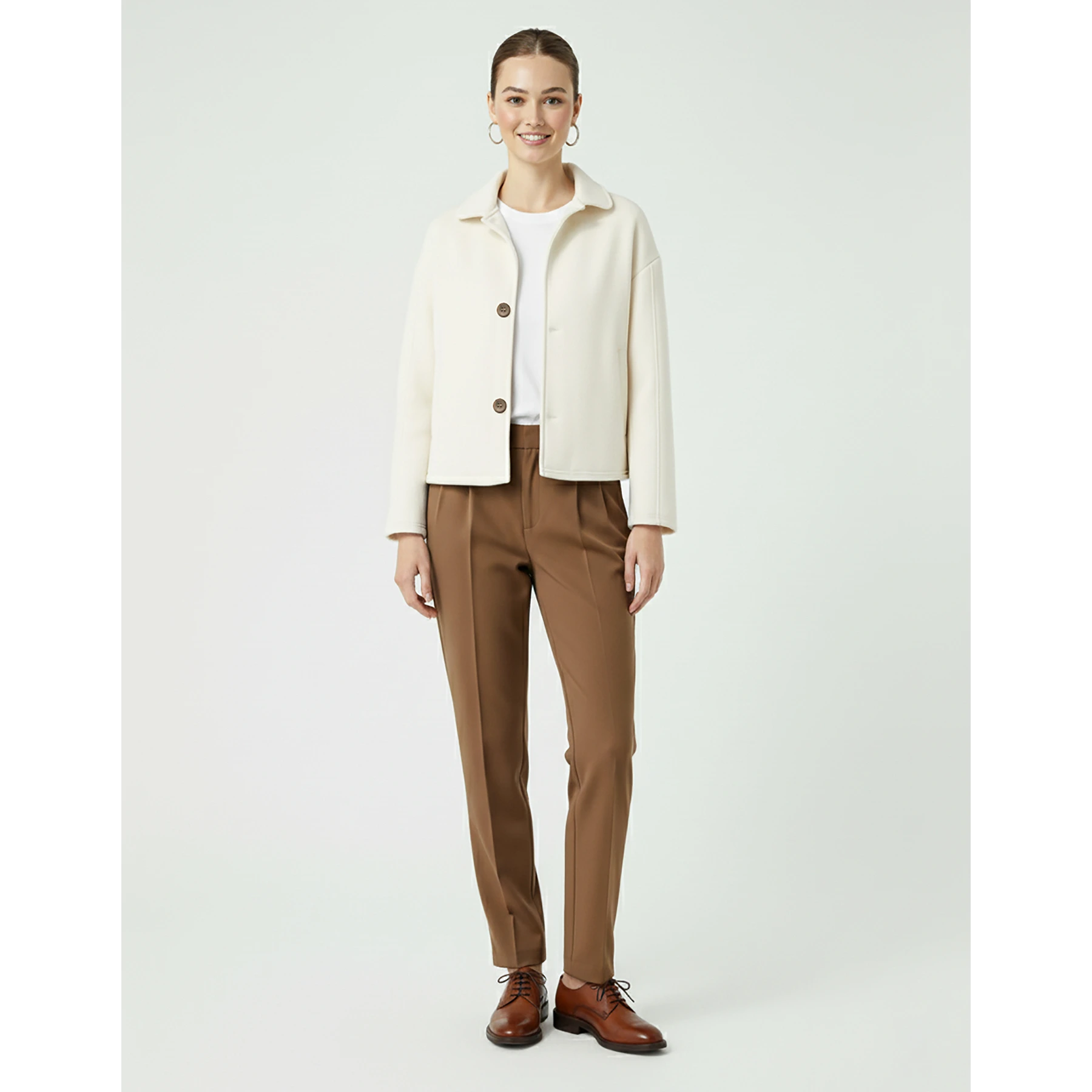 Cream Button Down Coat Jacket | Montivo Pakistan