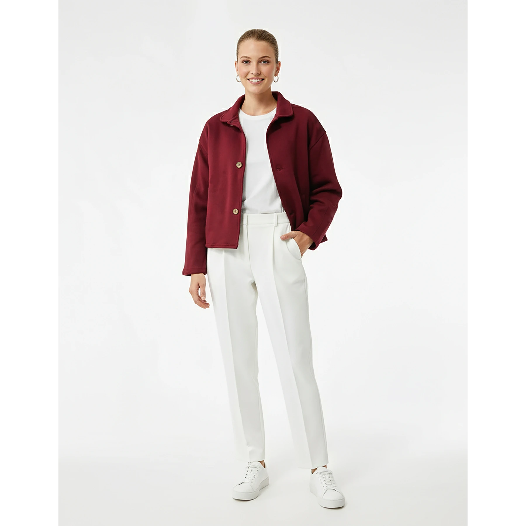 Maroon Button Down Coat Jacket | Montivo Pakistan