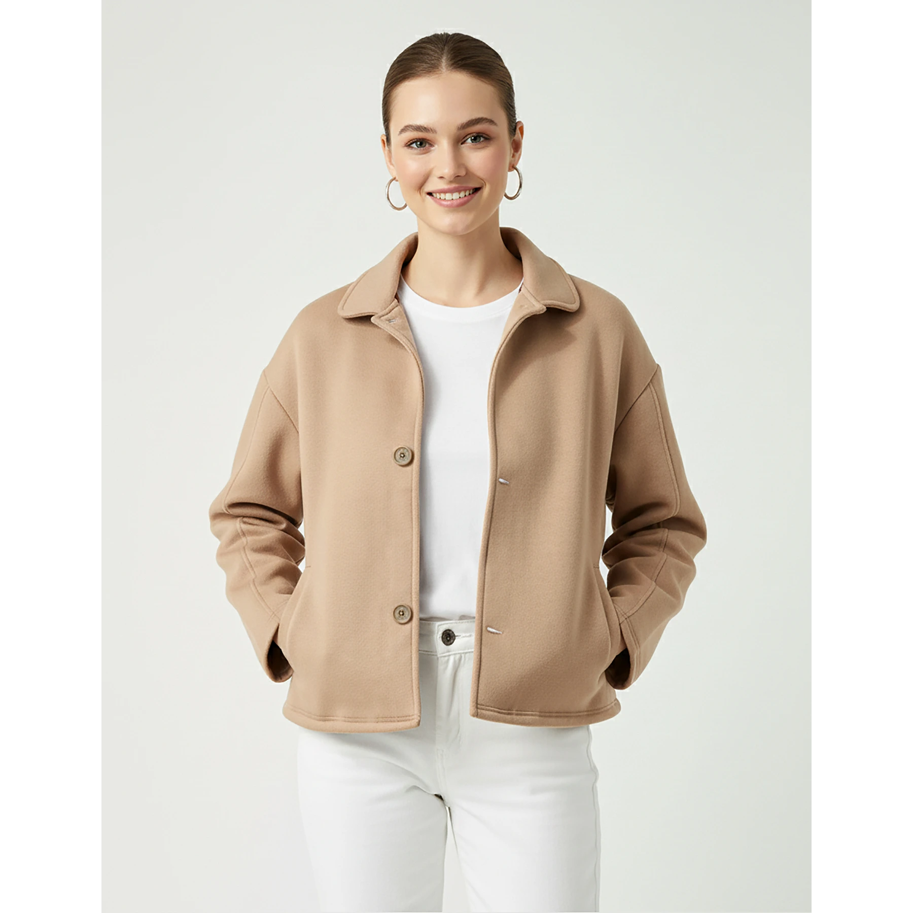 Coffee Button Down Coat Jacket | Montivo Pakistan