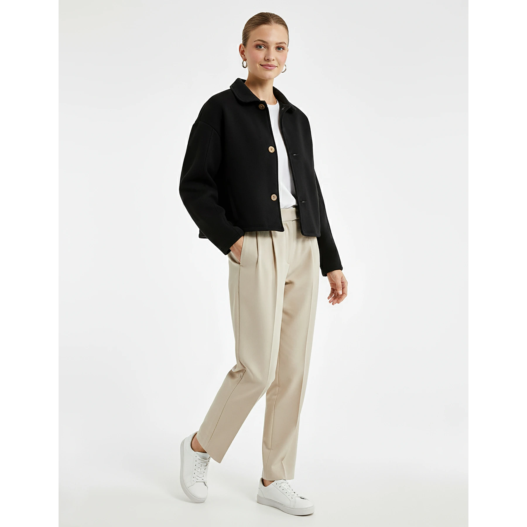 Black Button Down Coat Jacket | Montivo Pakistan