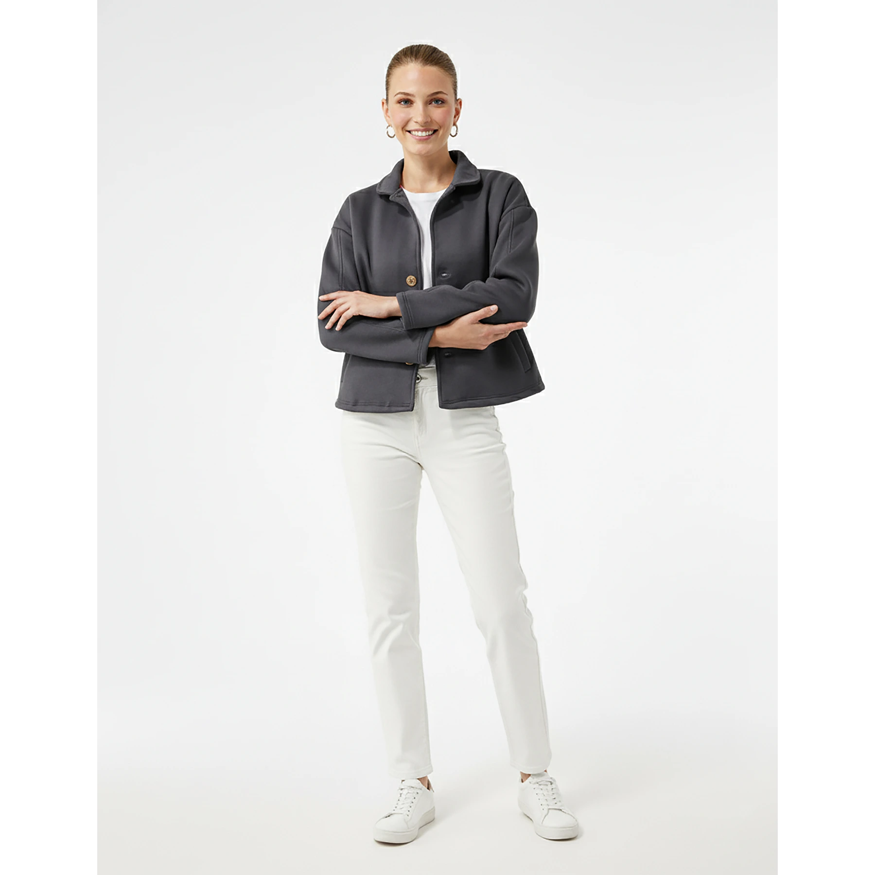 Dark Grey Button Down Coat Jacket | Montivo Pakistan