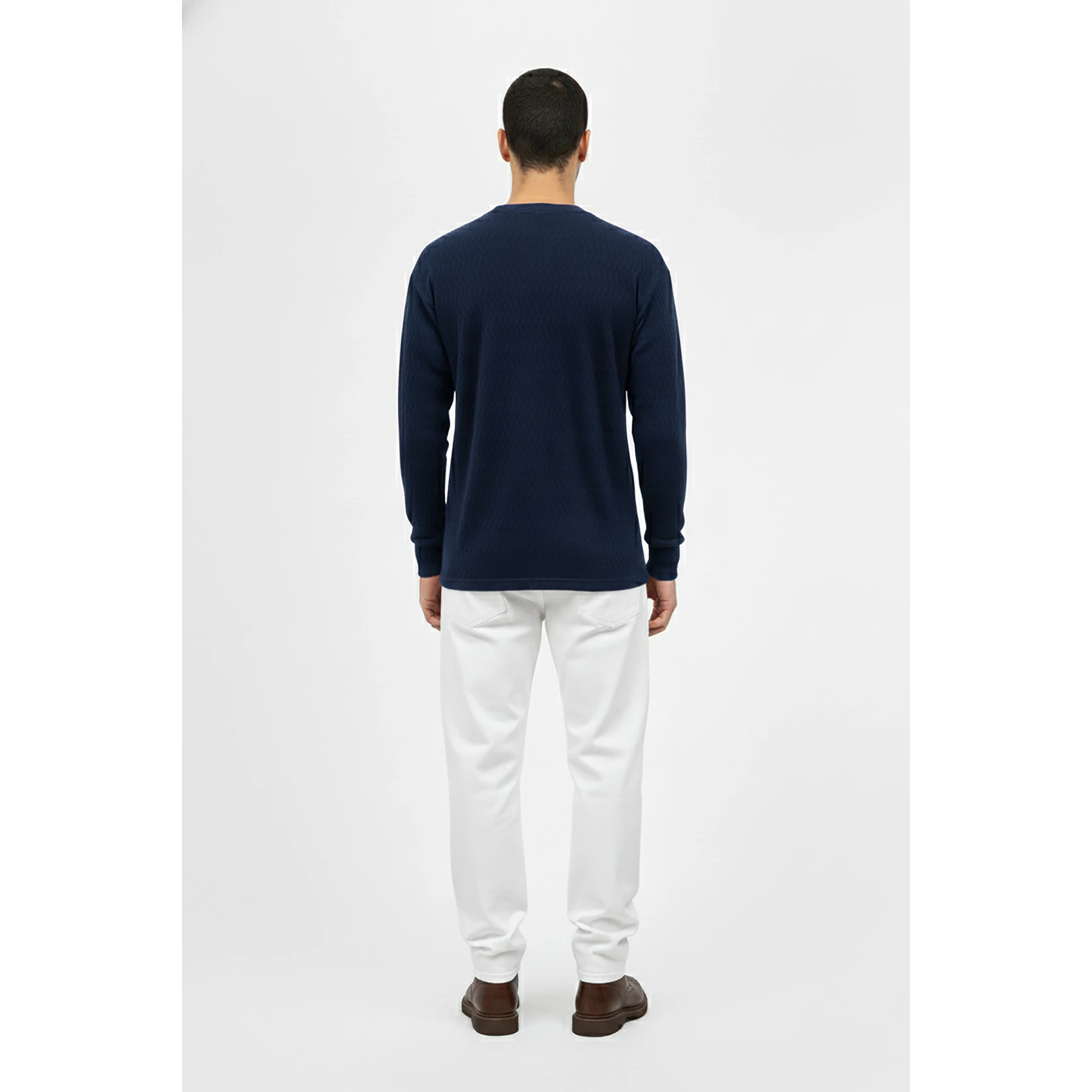 Blue Textured Crew Neck Jumper | Montivo Pakistan