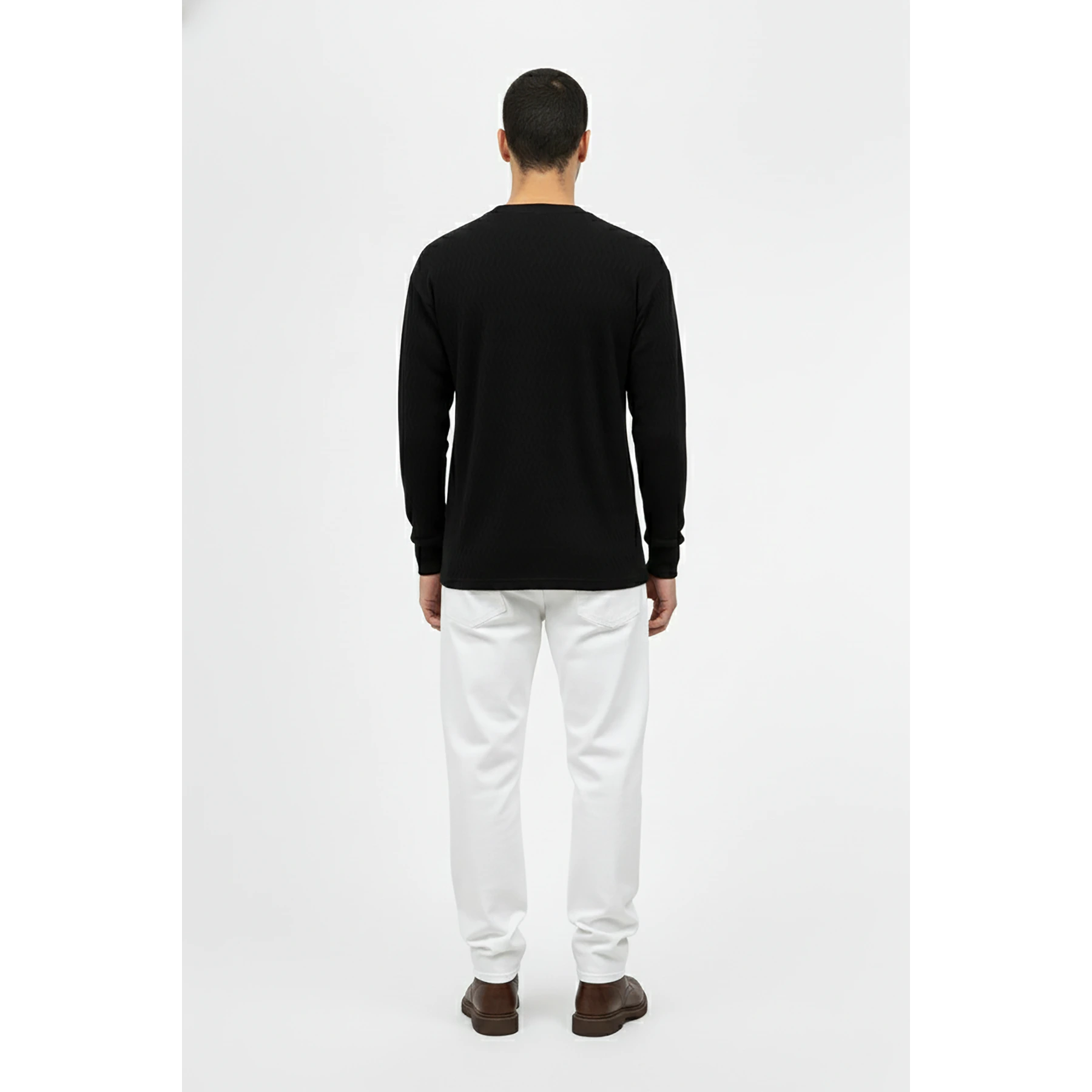 Black Textured Crew Neck Jumper | Montivo Pakistan