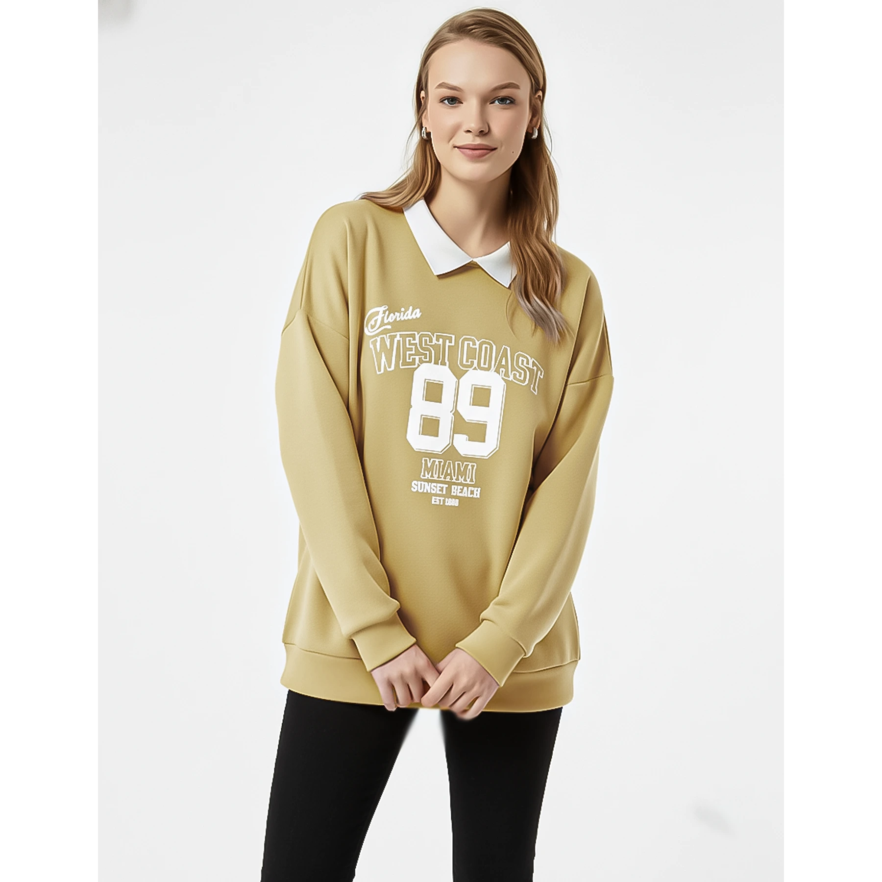 Gold Printed Collar Sweatshirt | Montivo Pakistan