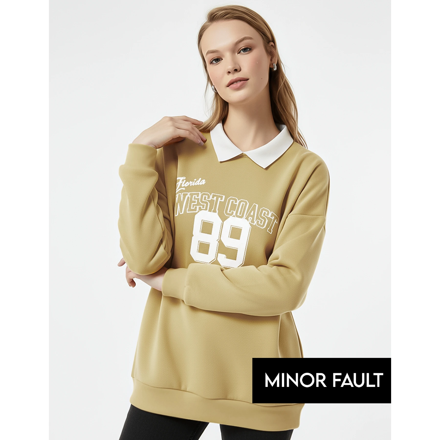 (Minor Fault) Gold Printed Collar Sweatshirt | Montivo Pakistan