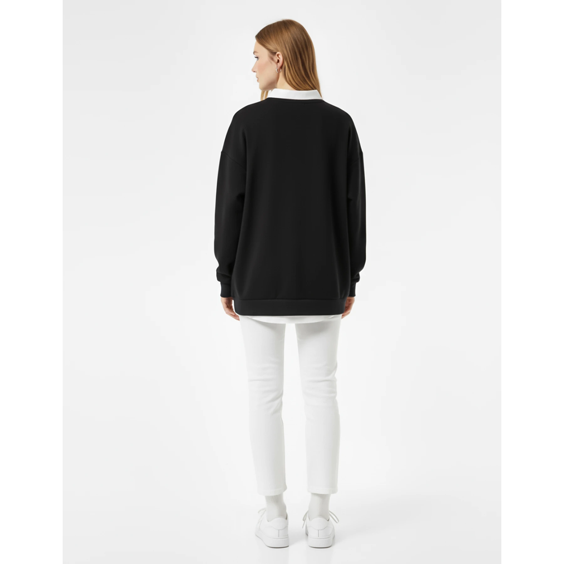 Black Printed Collar Sweatshirt | Montivo Pakistan