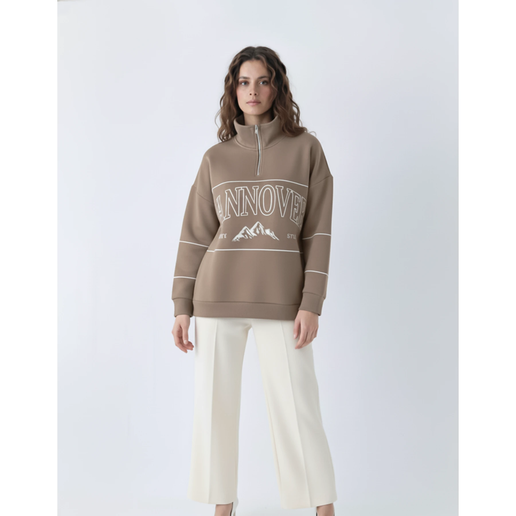 Brown Hannover Quarter Zipper Sweatshirt | Montivo Pakistan