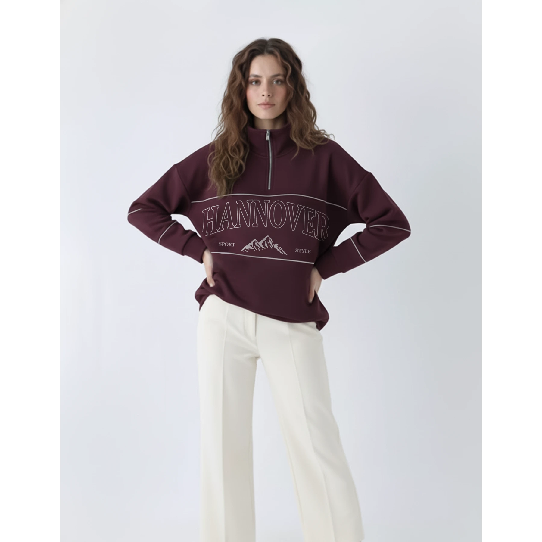 Maroon Hannover Quarter Zipper Sweatshirt | Montivo Pakistan