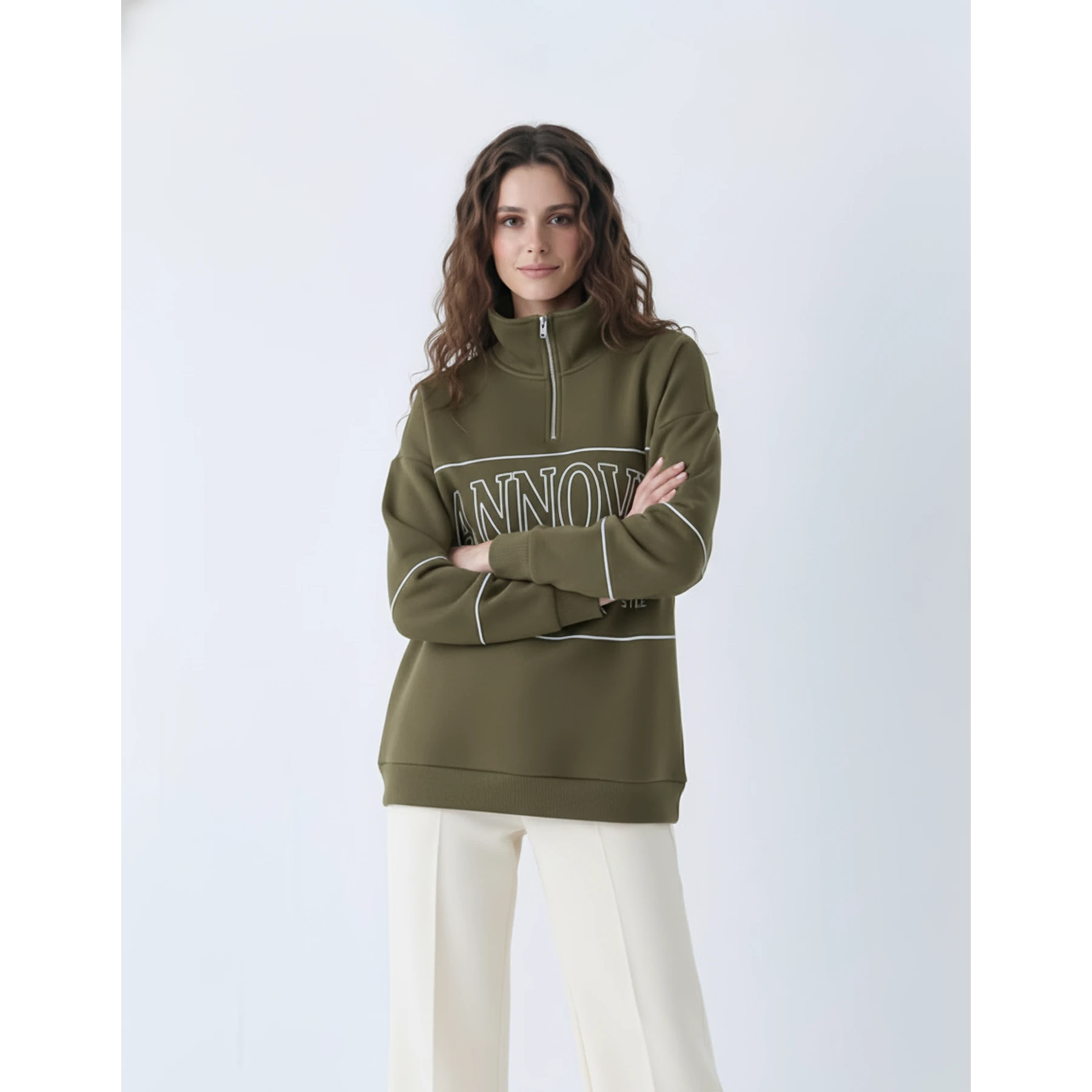 Green Hannover Quarter Zipper Sweatshirt | Montivo Pakistan