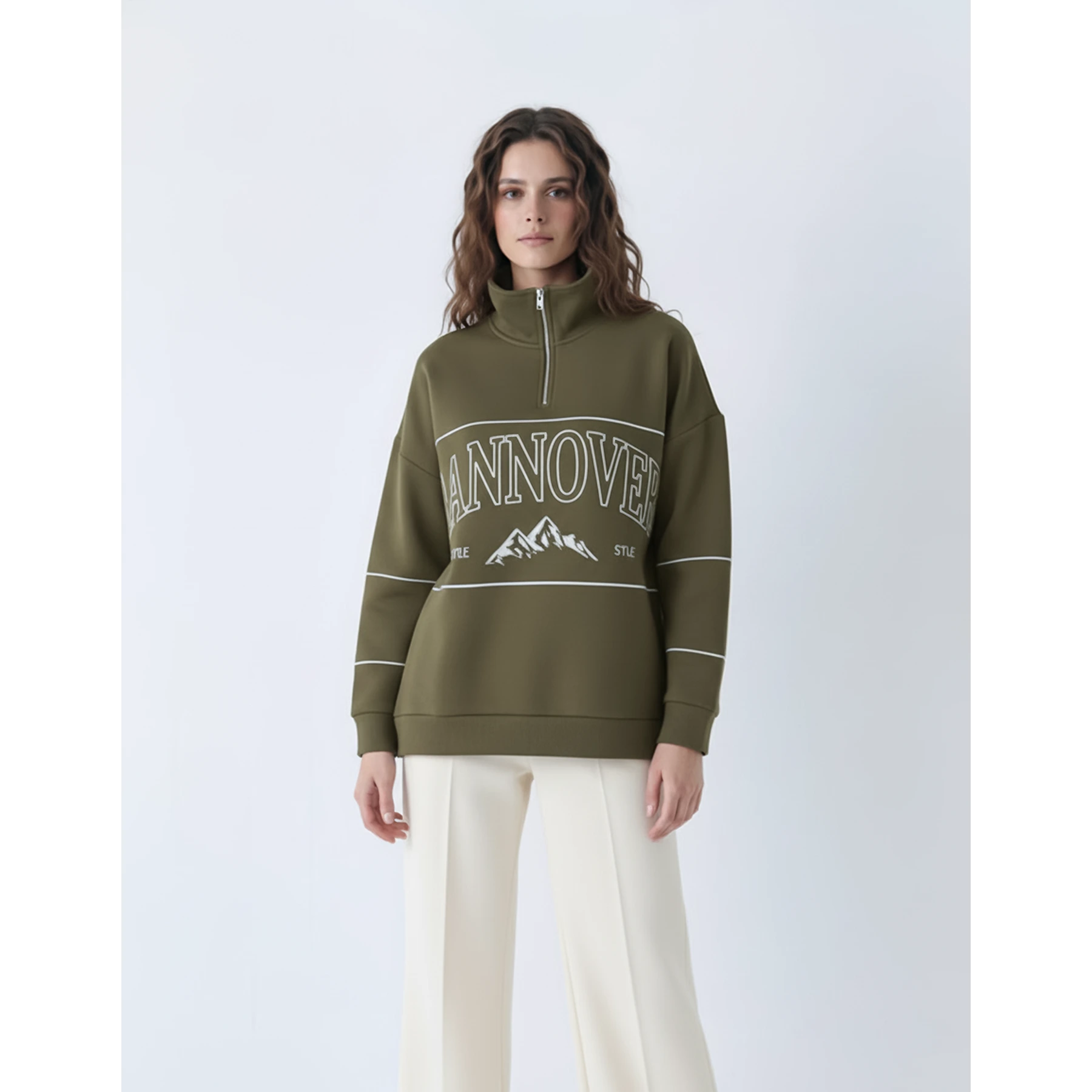 Green Hannover Quarter Zipper Sweatshirt | Montivo Pakistan