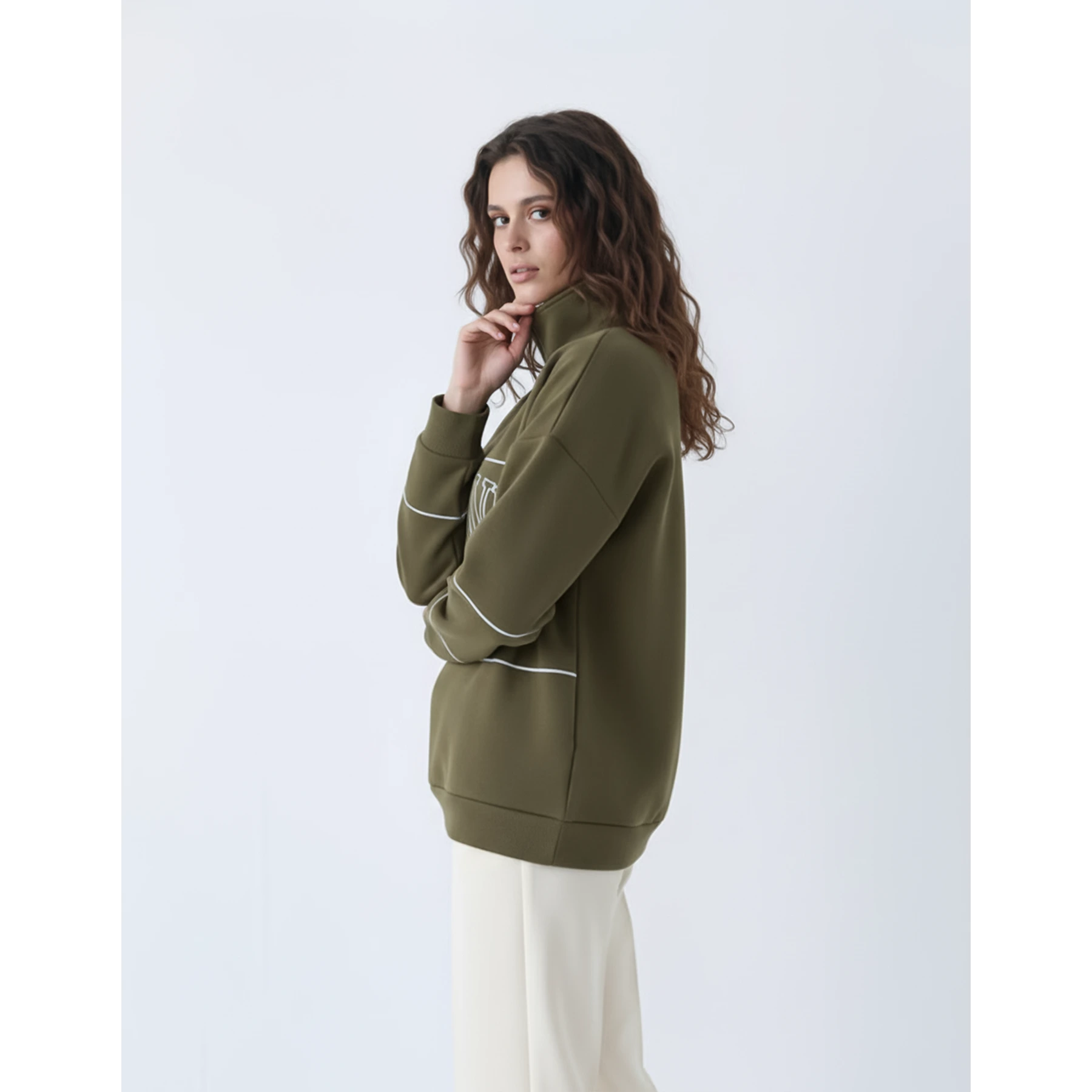 Green Hannover Quarter Zipper Sweatshirt | Montivo Pakistan