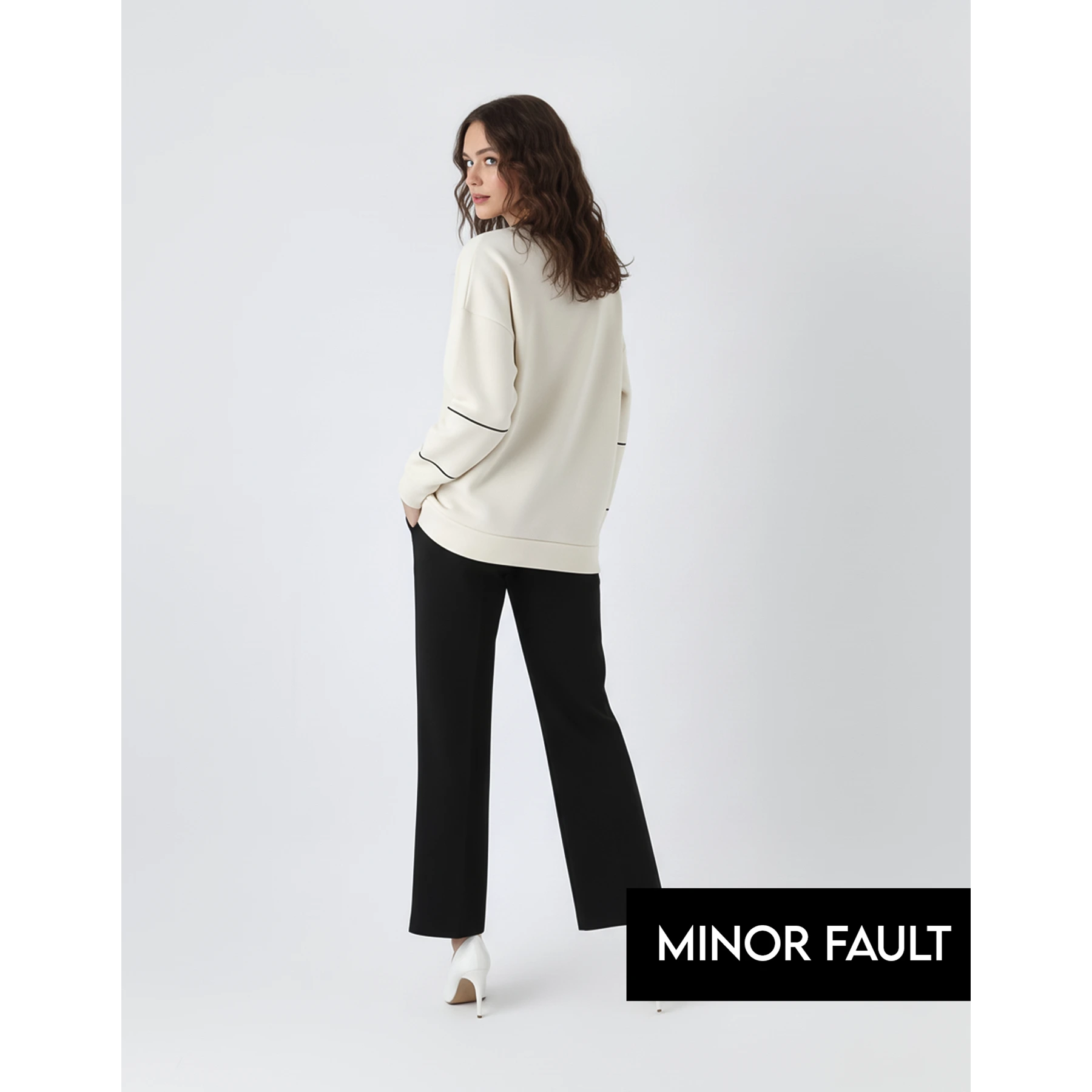 (Minor Fault) Cream Hannover Quarter Zipper Sweatshirt | Montivo Pakistan