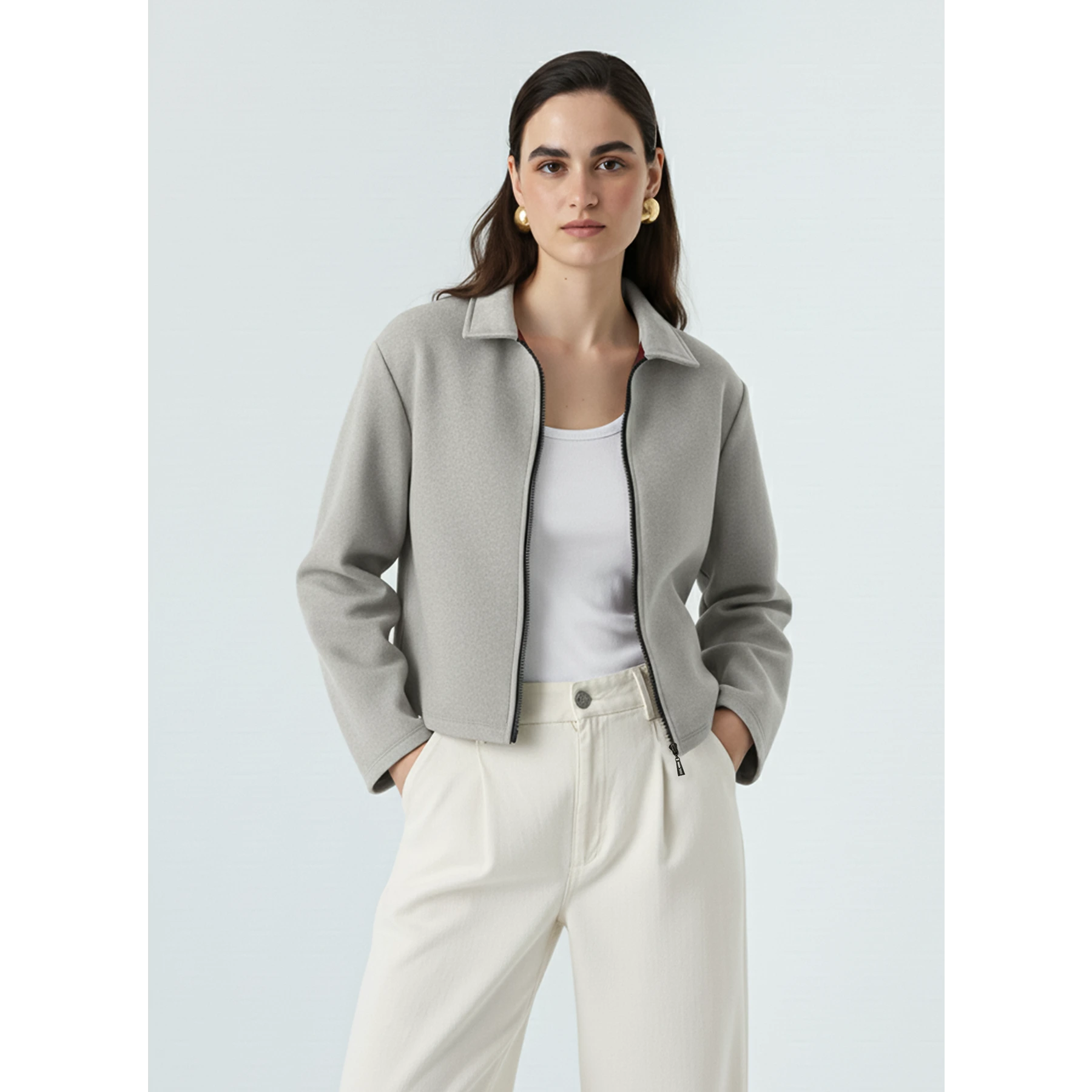 Grey Zipper Coat Jacket | Montivo Pakistan