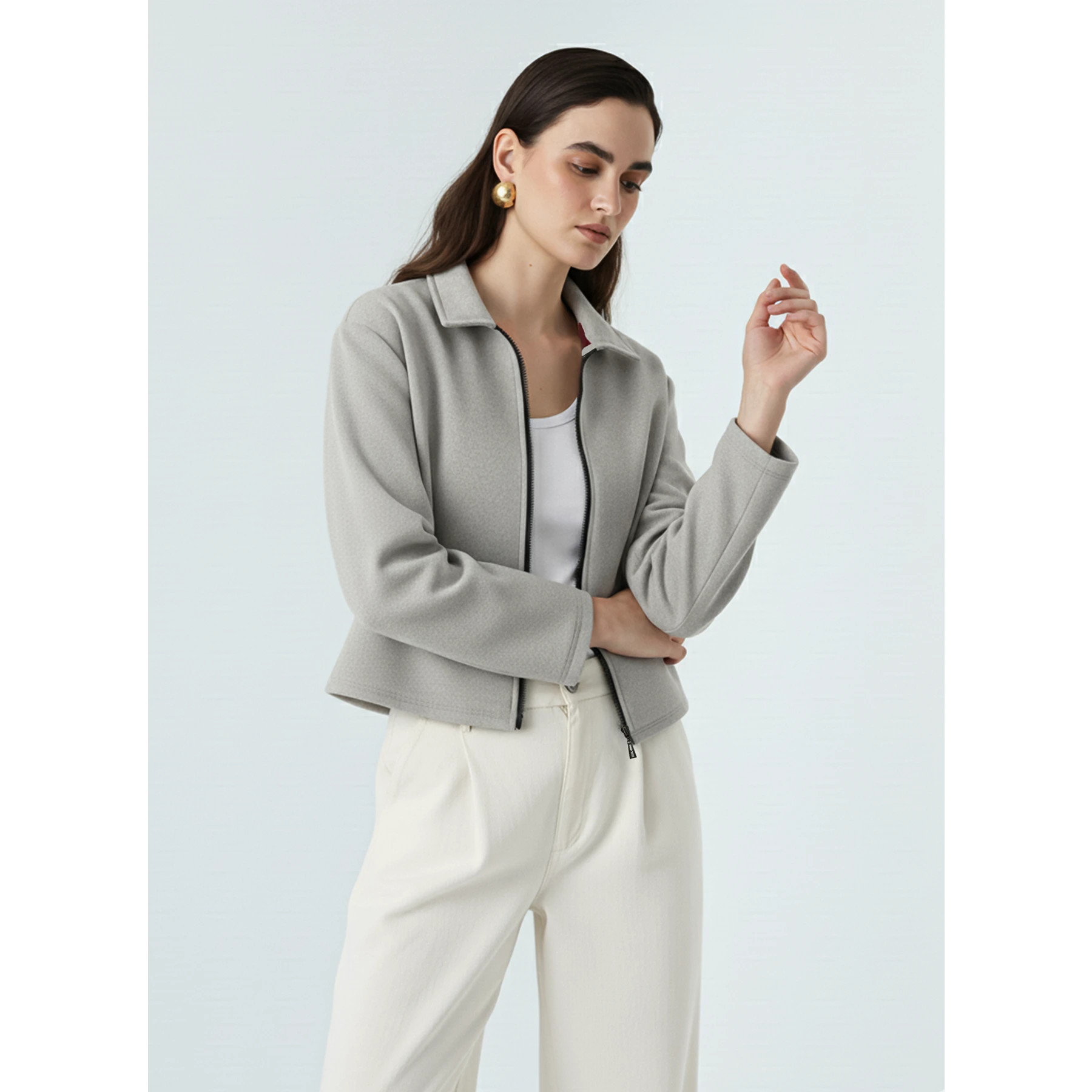 Grey Zipper Coat Jacket | Montivo Pakistan