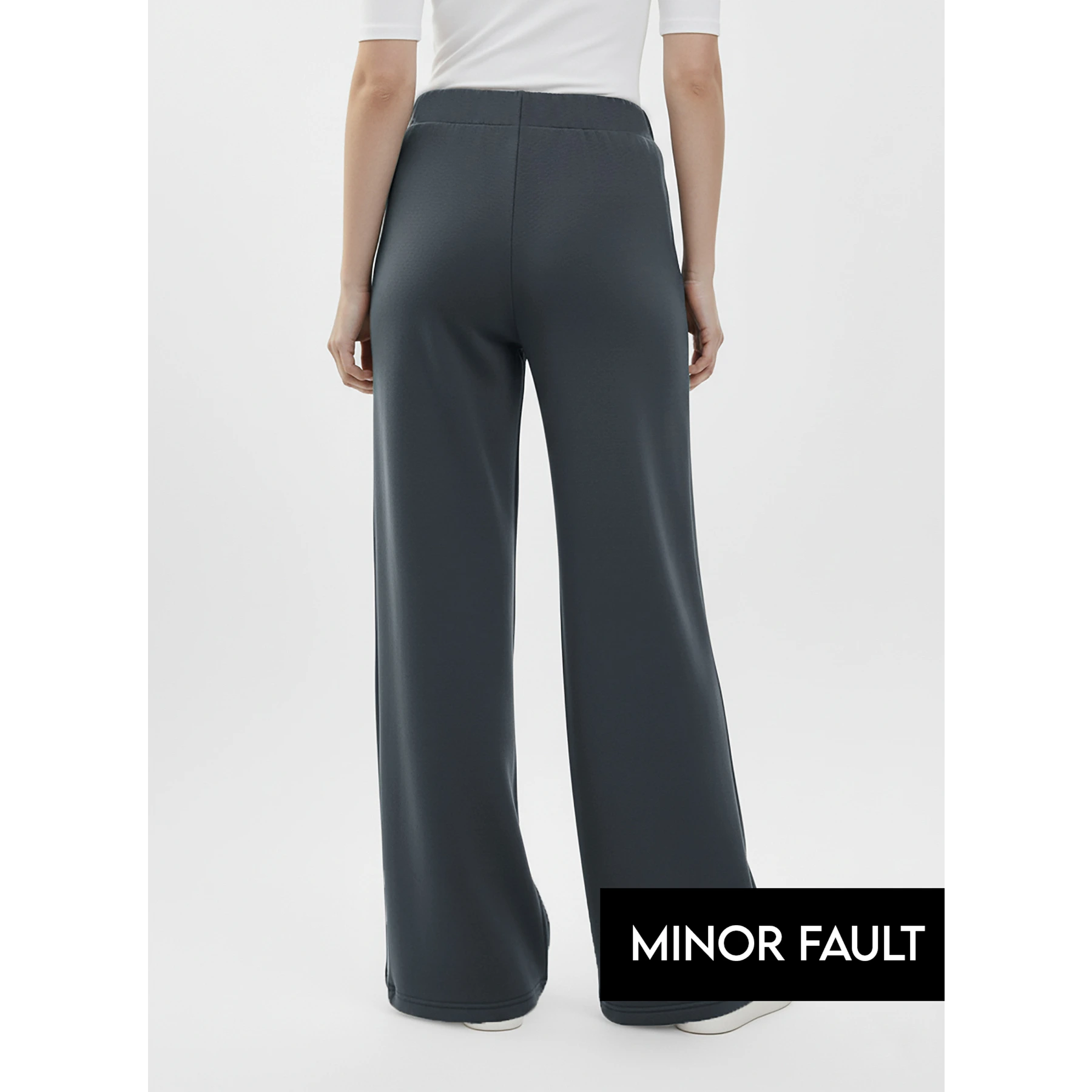(Minor Fault) Grey Front Seam Extra Wide Leg Trousers | Montivo Pakistan
