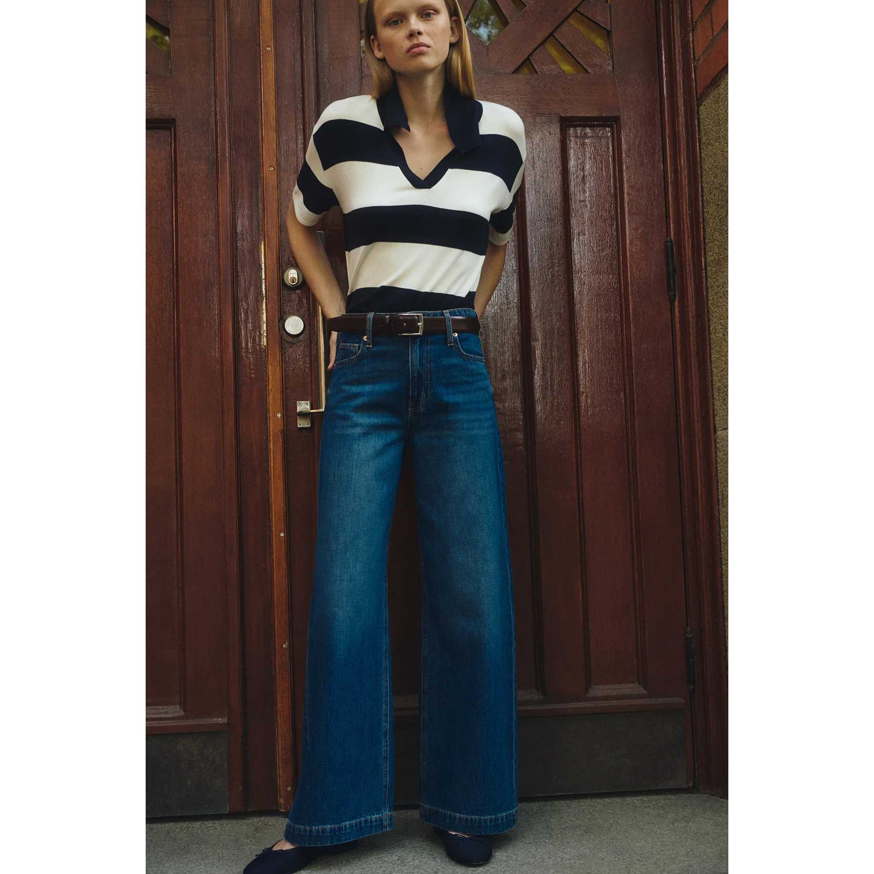 Blue High Rise Wide Leg Jeans | Montivo Pakistan