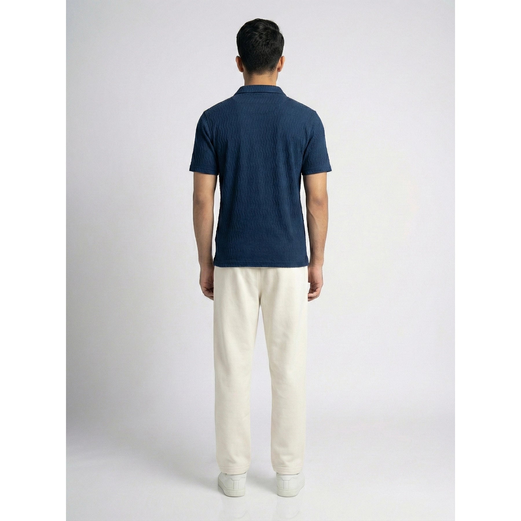 Blue Textured Zipper Polo | Montivo Pakistan