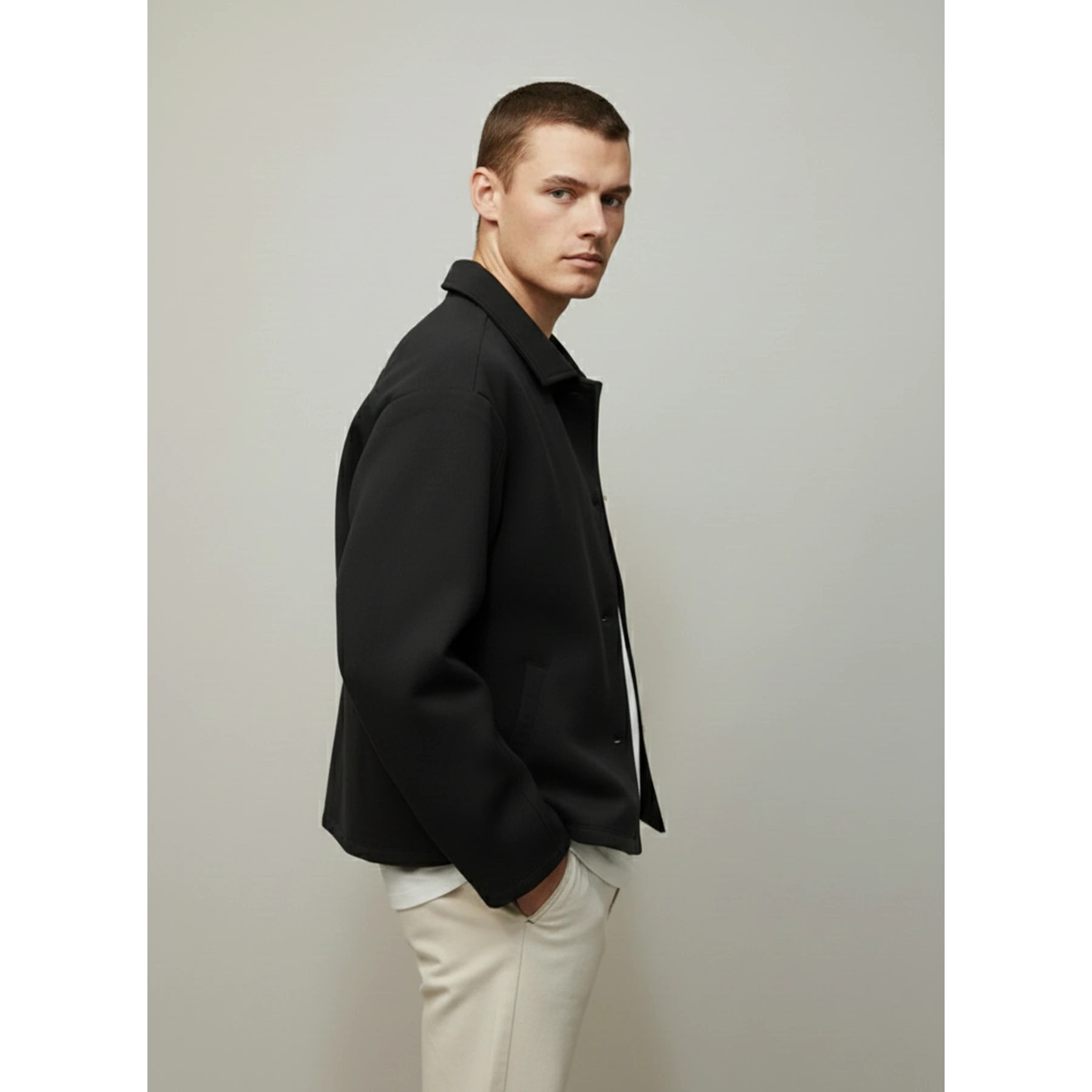 Black Button Down Coat | Montivo Pakistan