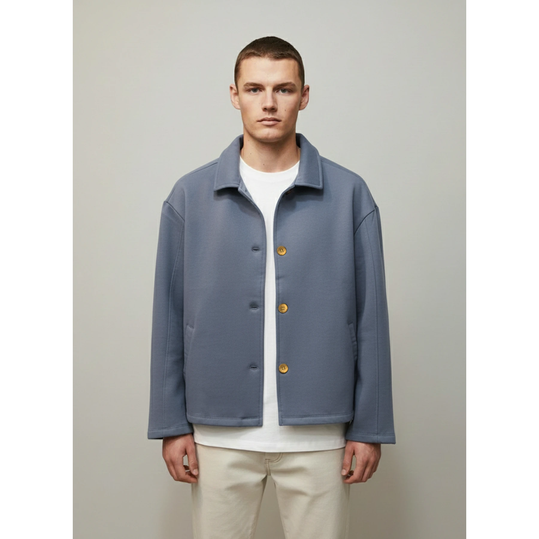 Blue Button Down Coat | Montivo Pakistan