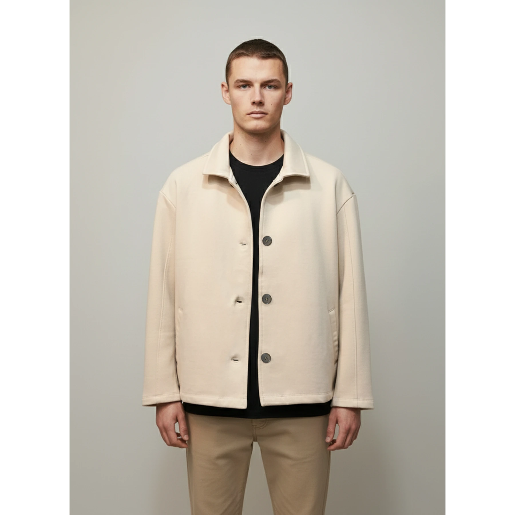 Ecru Button Down Coat | Montivo Pakistan