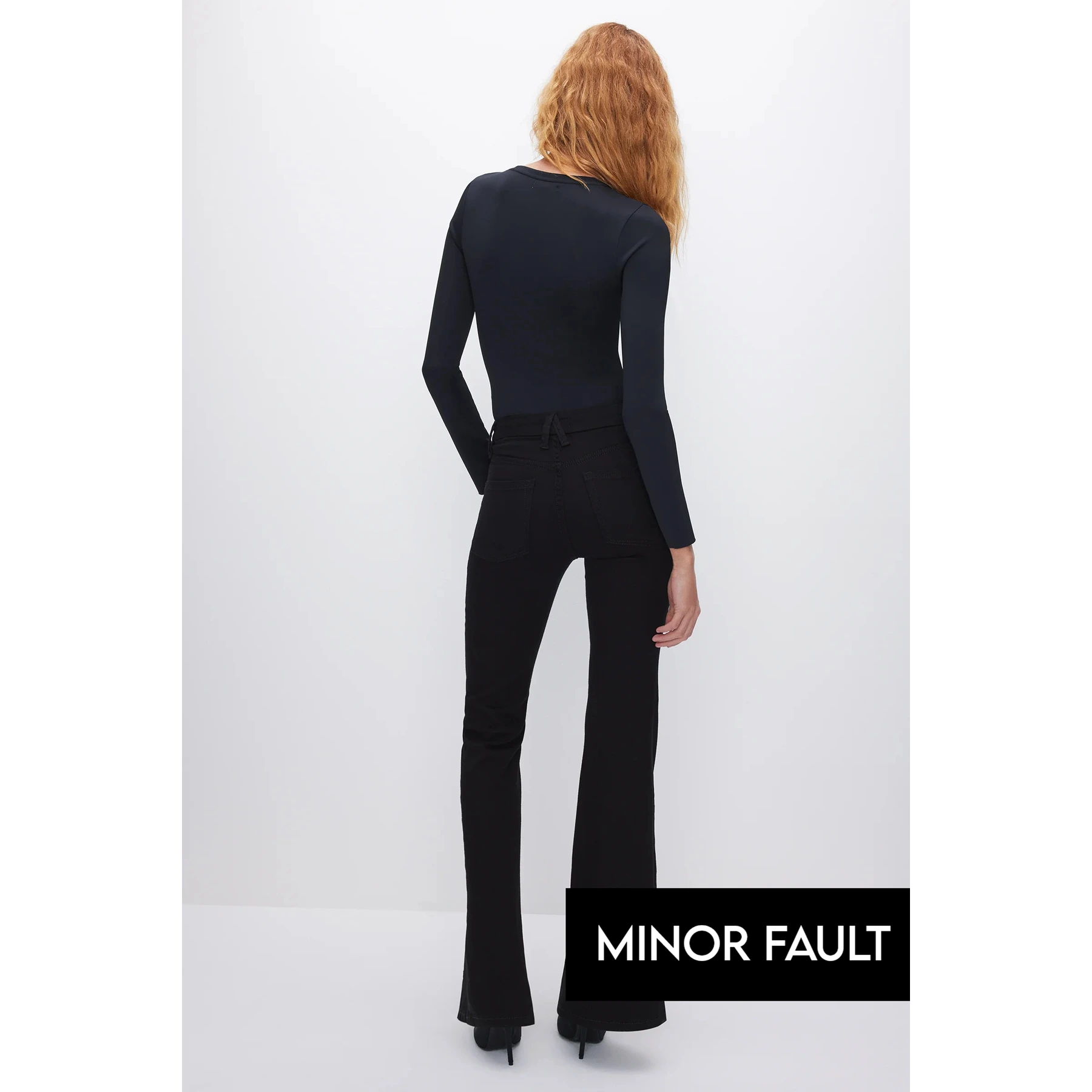 (Minor Fault) Black Long Flare Jeans | Montivo Pakistan