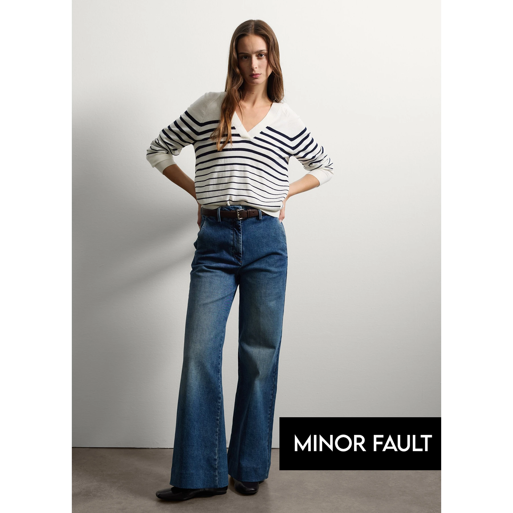 (Minor Fault) Blue Wide Leg jeans | Montivo Pakistan