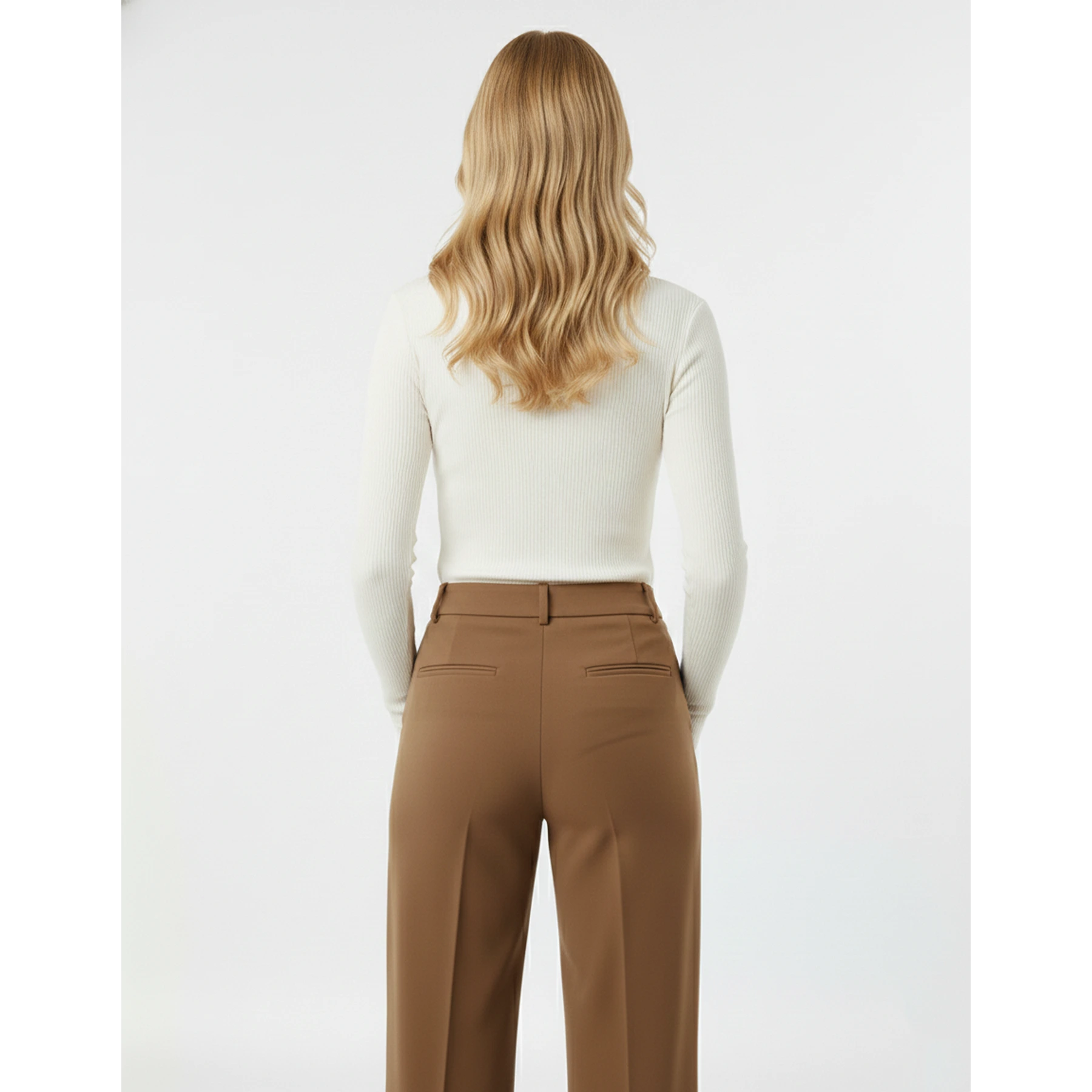 Off-White Ribbed Crew Neck Top | Montivo Pakistan