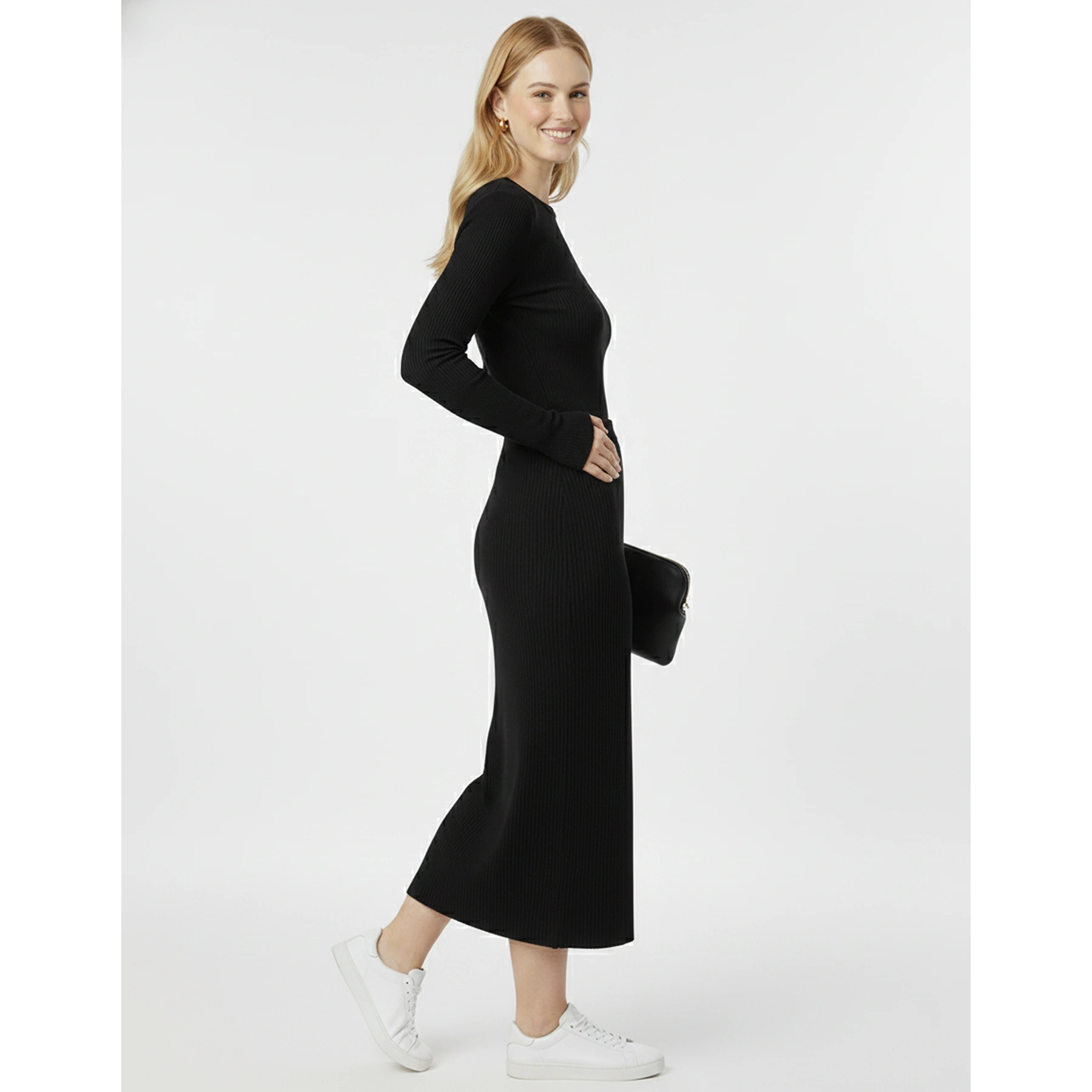 Black Ribbed Knit Skirt | Montivo Pakistan