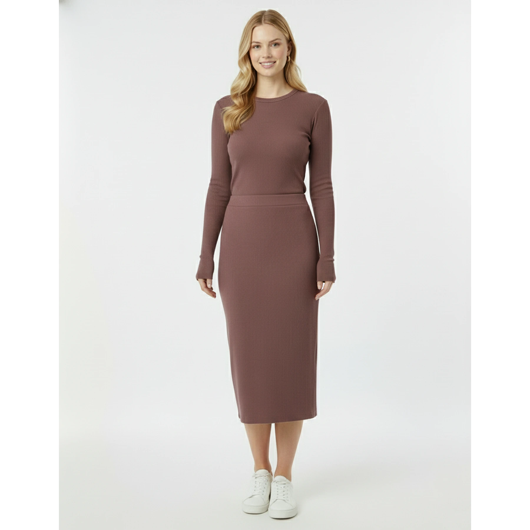 Muave Ribbed Knit Skirt | Montivo Pakistan