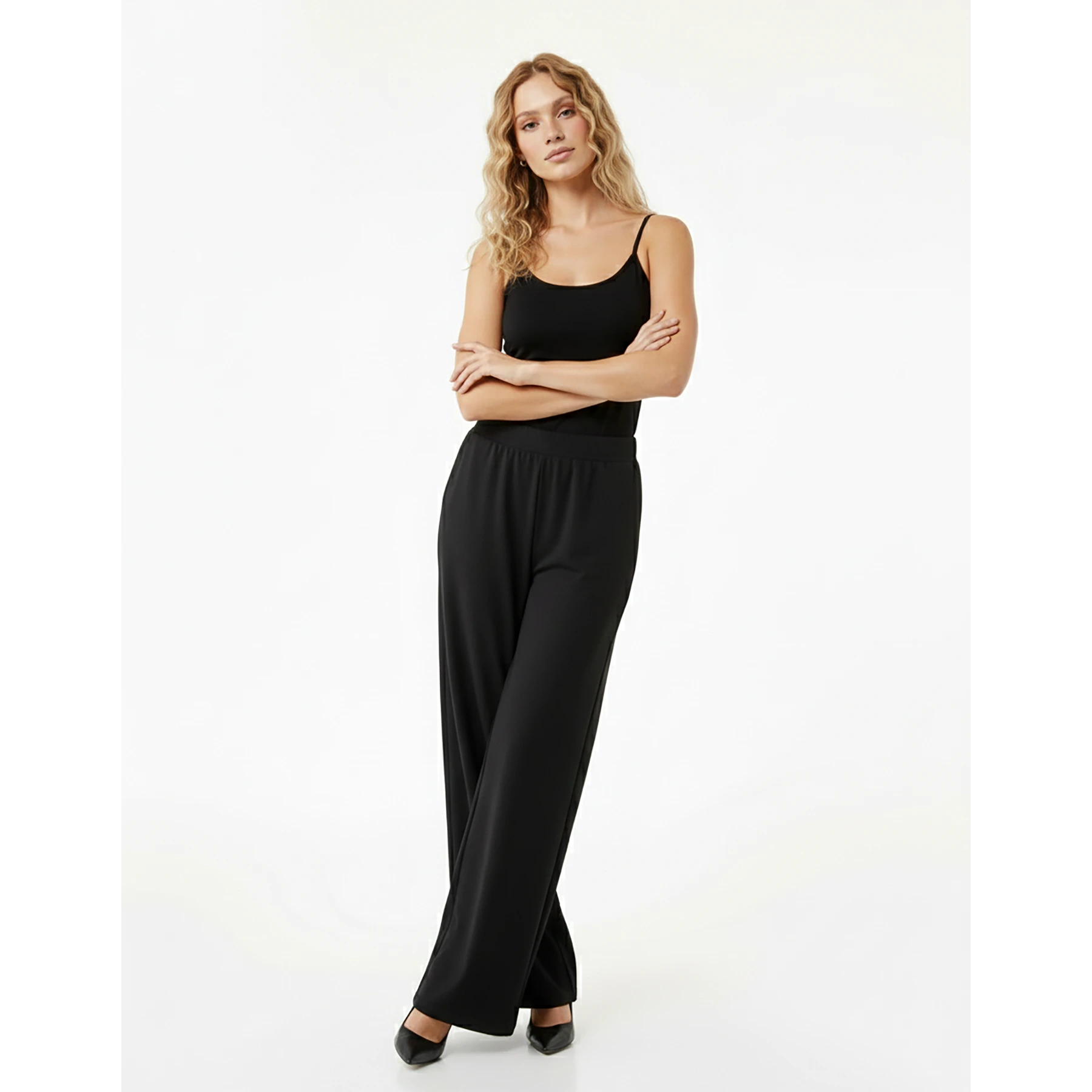 Black Extra Wide Leg Trousers | Montivo Pakistan