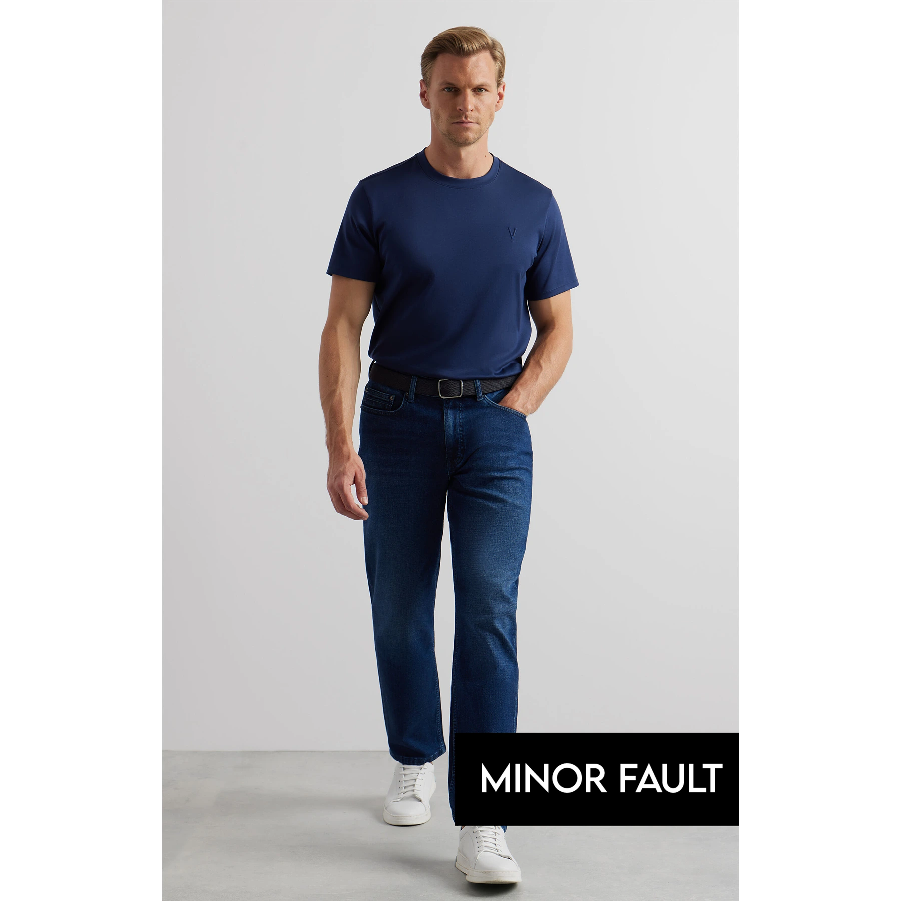 (Minor Fault) Mid Blue Slim Straight Jeans | Montivo Pakistan