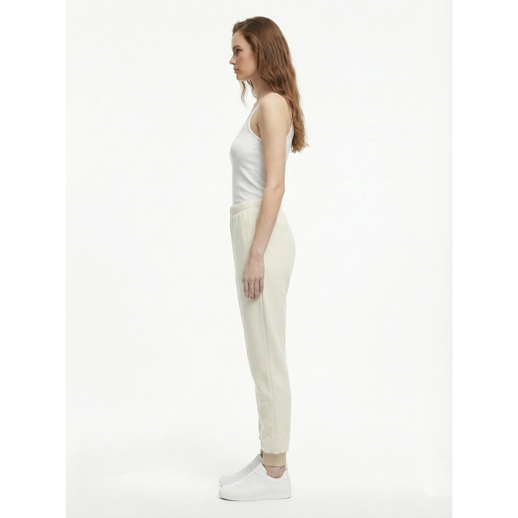 White Beige Detail Jersey Nightwear Trousers | Montivo Pakistan
