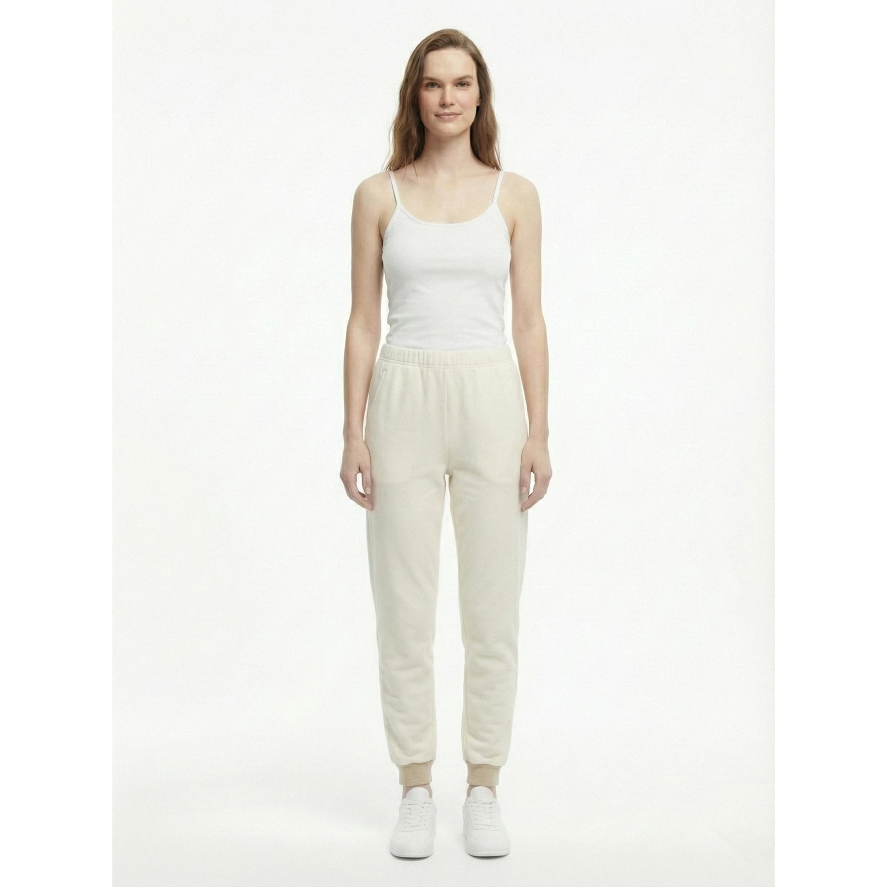 White Beige Detail Jersey Nightwear Trousers | Montivo Pakistan