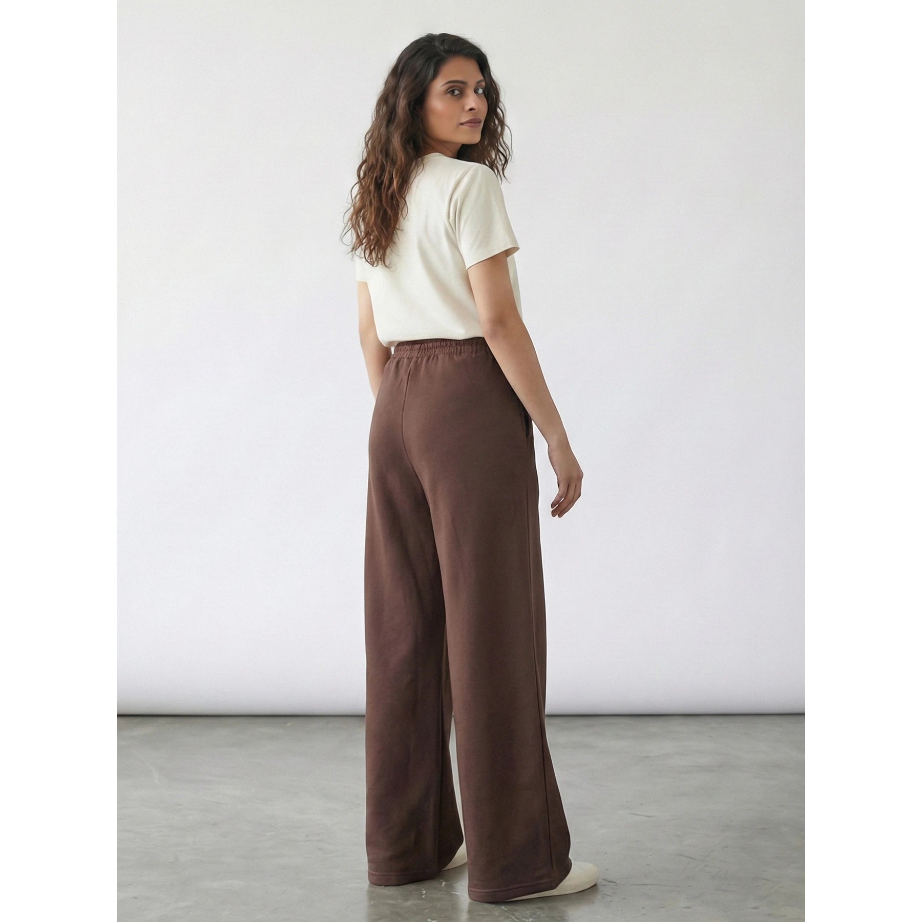 Brown Front Seam Wide Leg Trousers | Montivo Pakistan