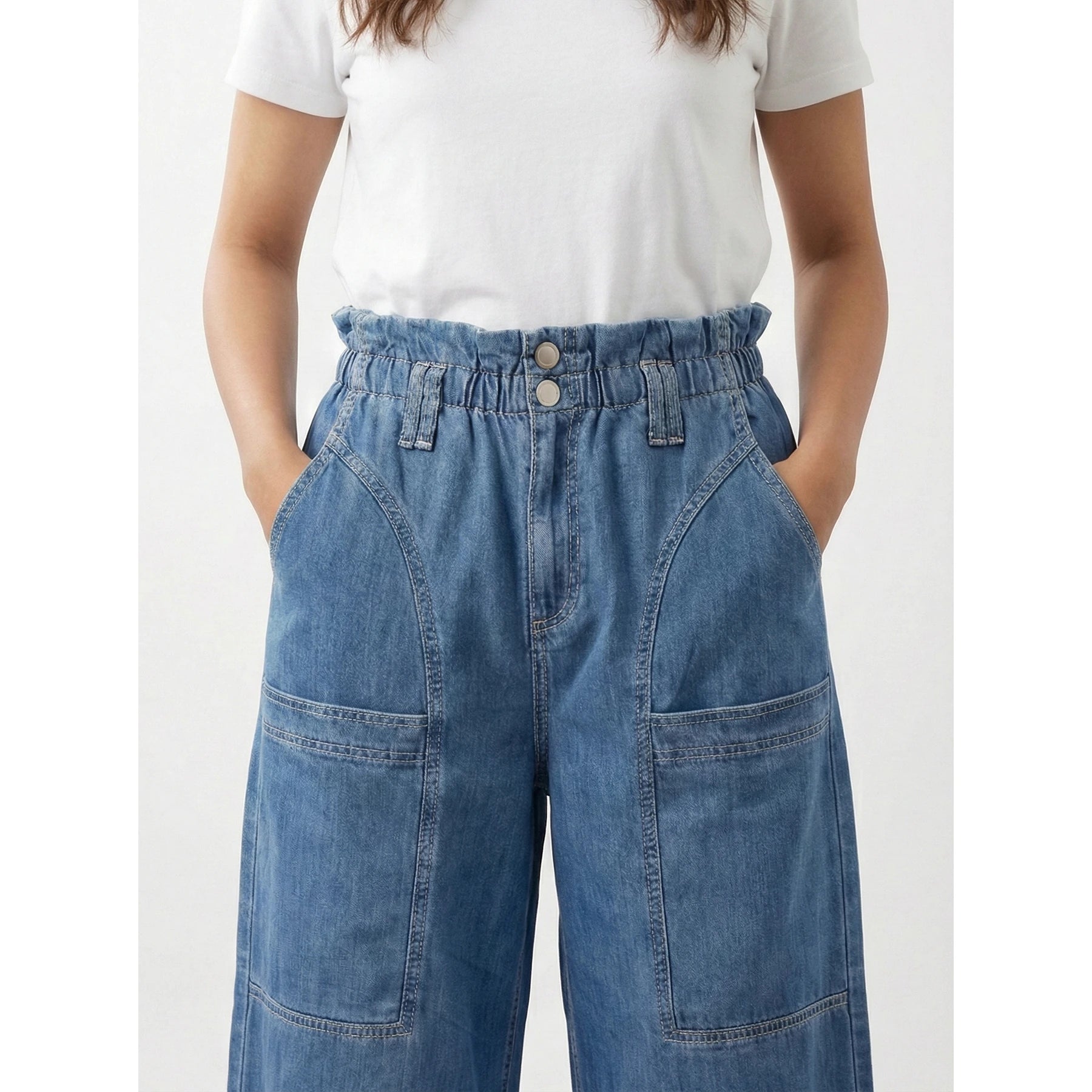 Wide Leg Cargo Cropped Jeans | Montivo Pakistan